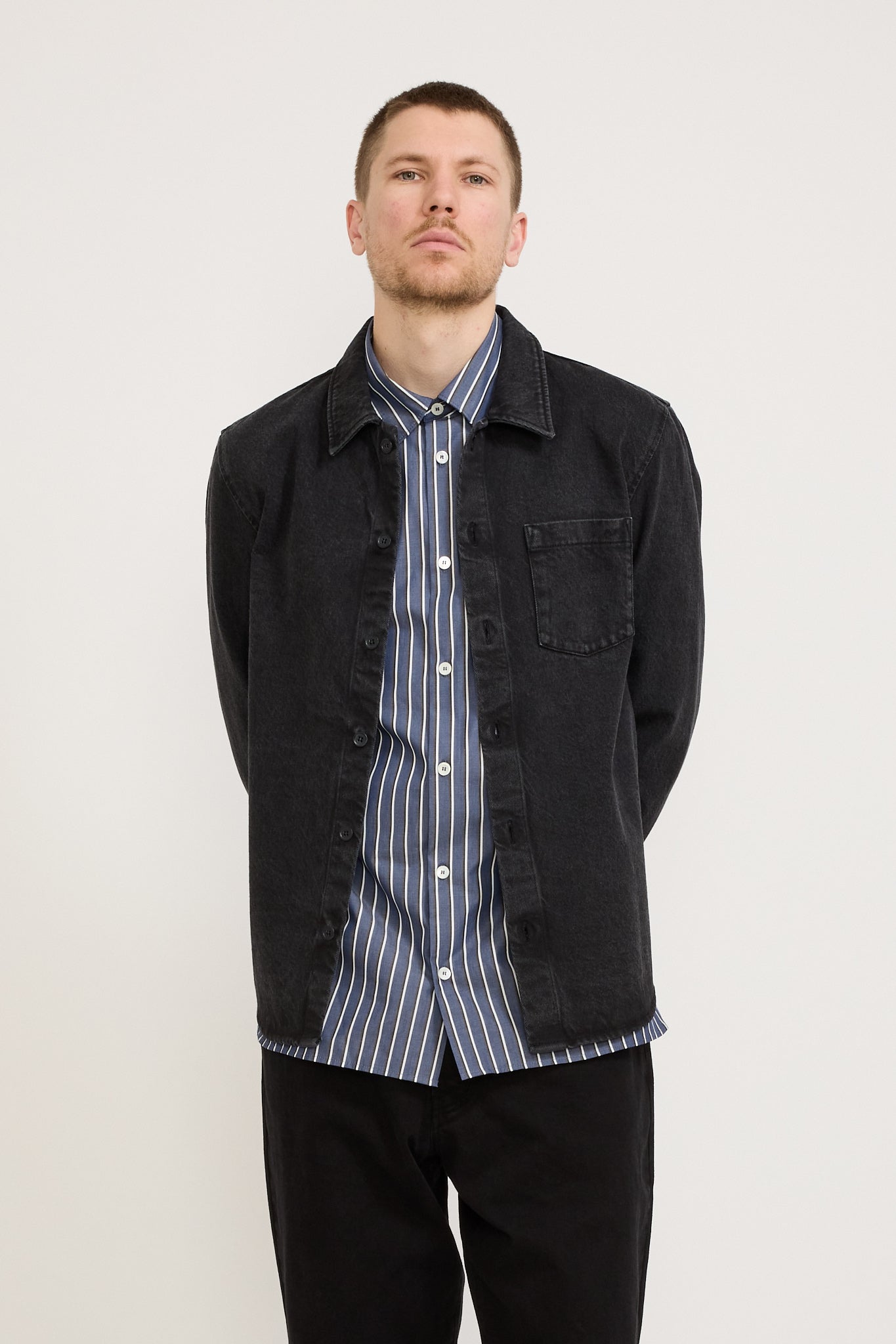 A.P.C. | Vittorio Brodee Overshirt Washed Black | Maplestore