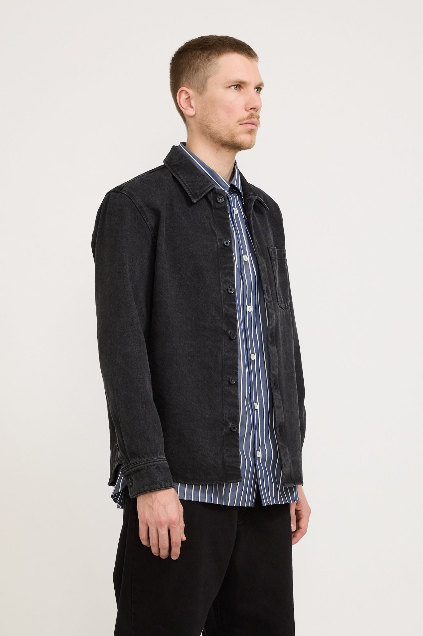 A.P.C. | Vittorio Brodee Overshirt Washed Black | Maplestore