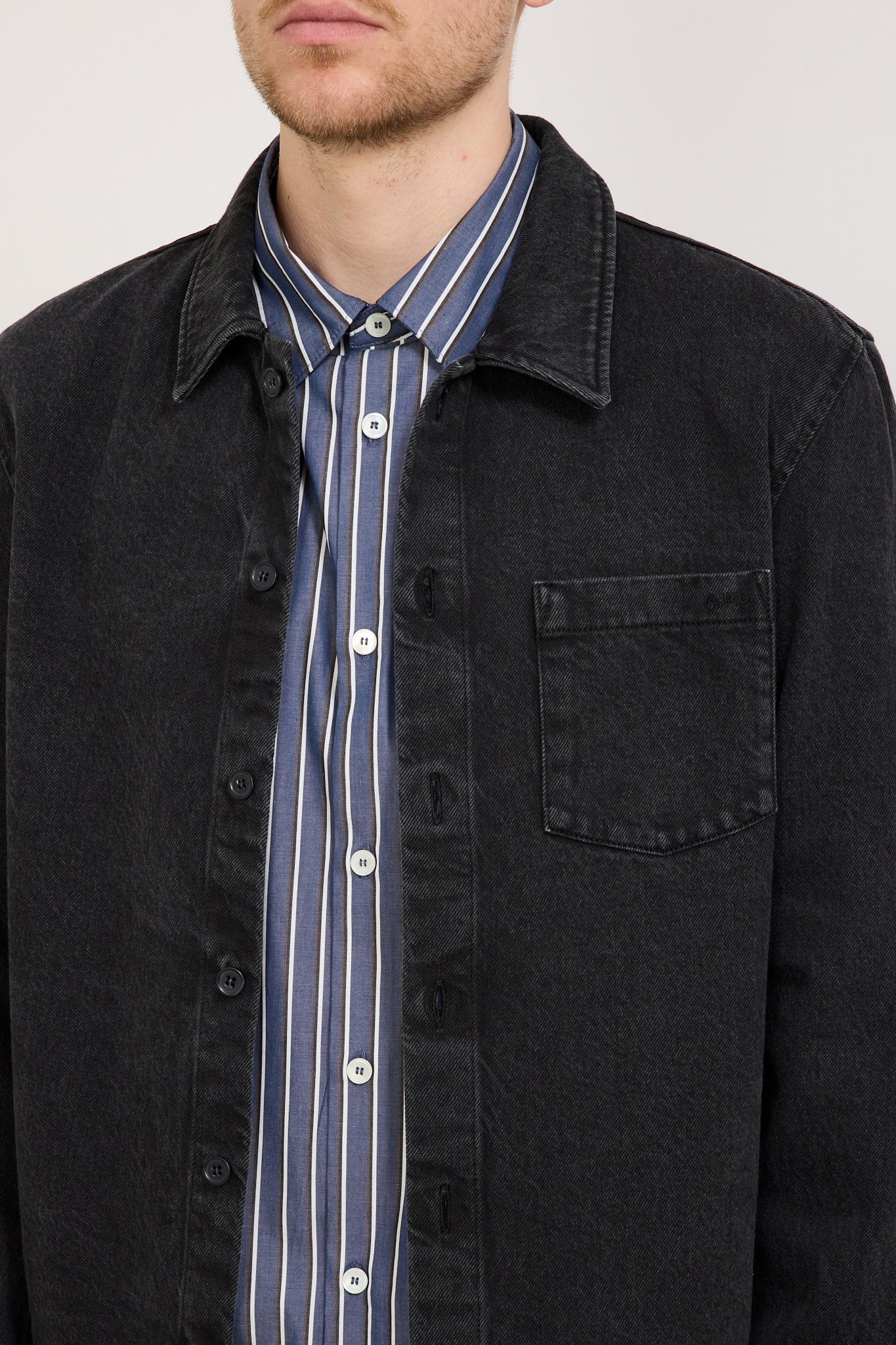 A.P.C. | Vittorio Brodee Overshirt Washed Black | Maplestore