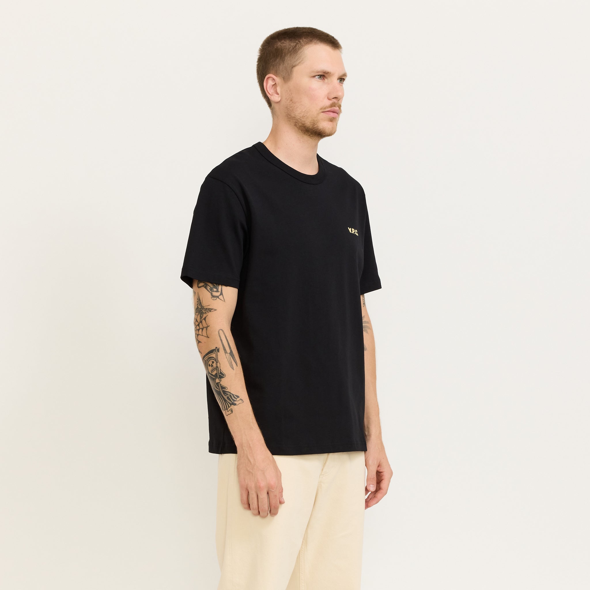 Tシャツ・カットソー A.P.C. Petite VPC Boxy Fit Short Sleeve T-Shirt Black Beige A.P.C. Boxy Petit VPC T-Shirt Black/Beige | Maplestore