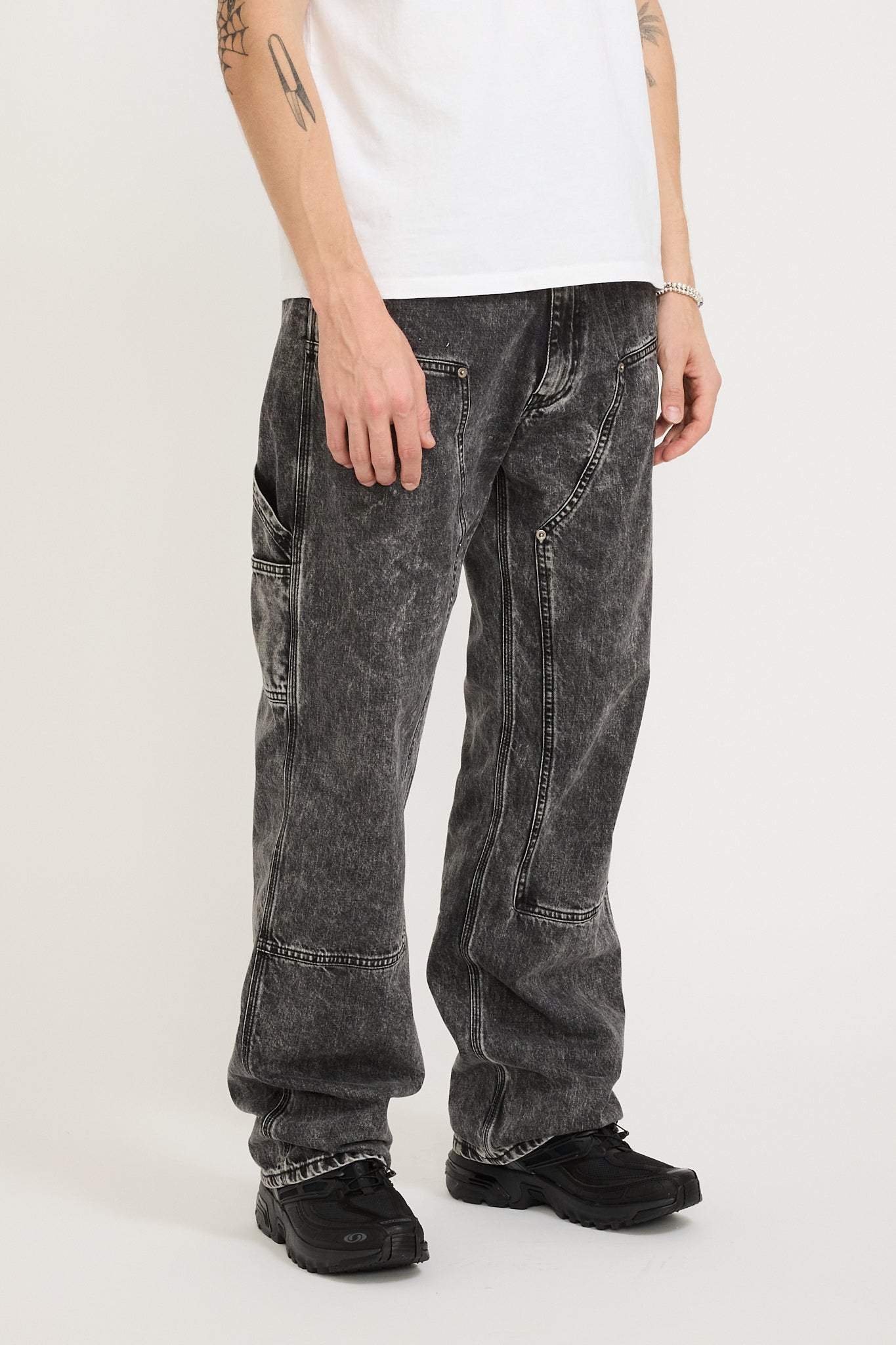 Aries | Acid Wash Denim Carpenter Jean Black | Maplestore