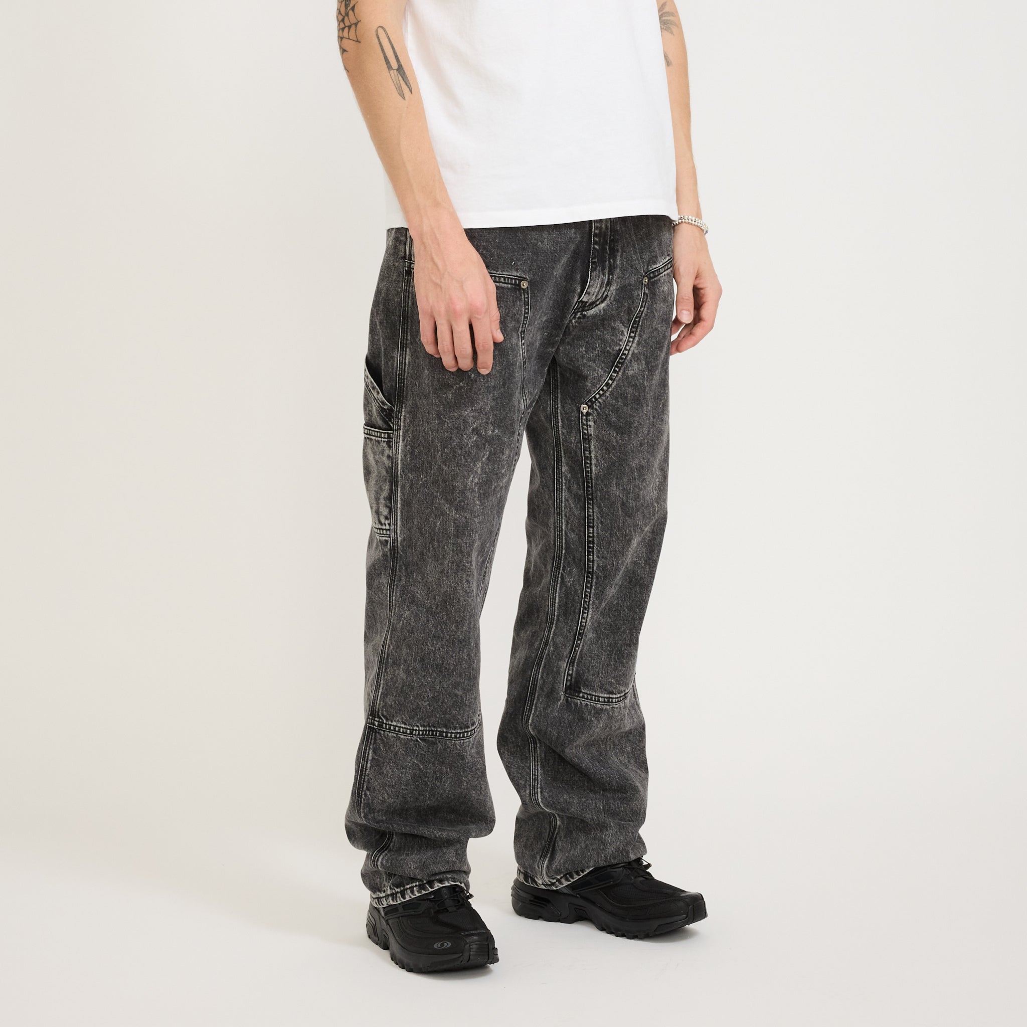 Acid Wash Denim Carpenter Jean Black
