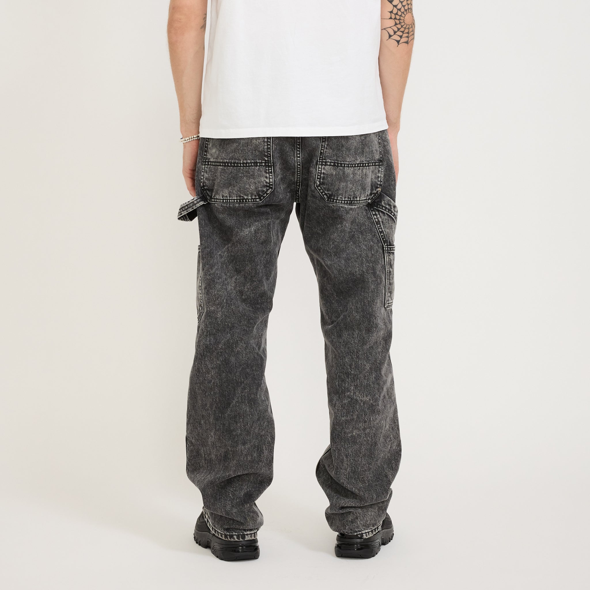 Acid Wash Denim Carpenter Jean Black