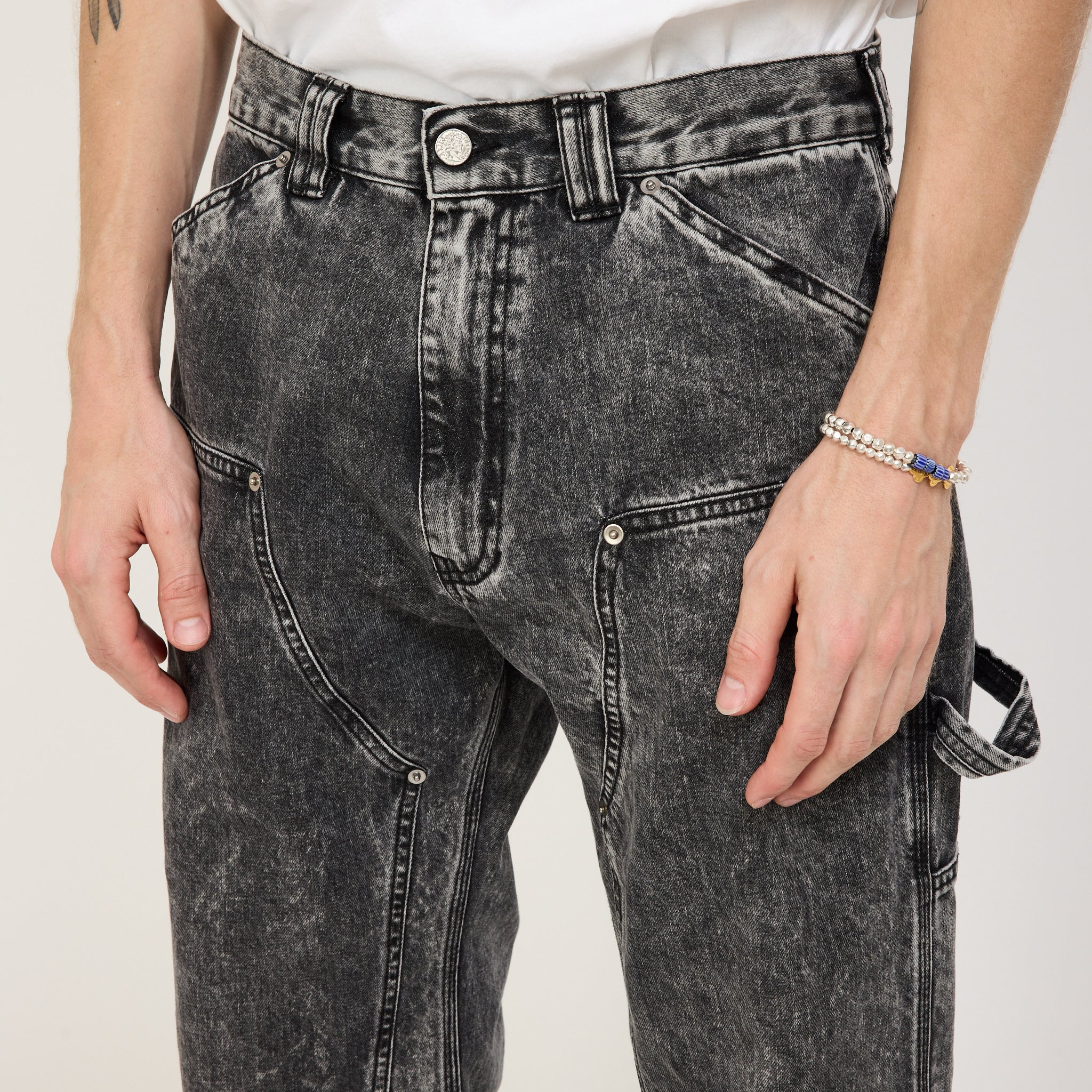Acid Wash Denim Carpenter Jean Black