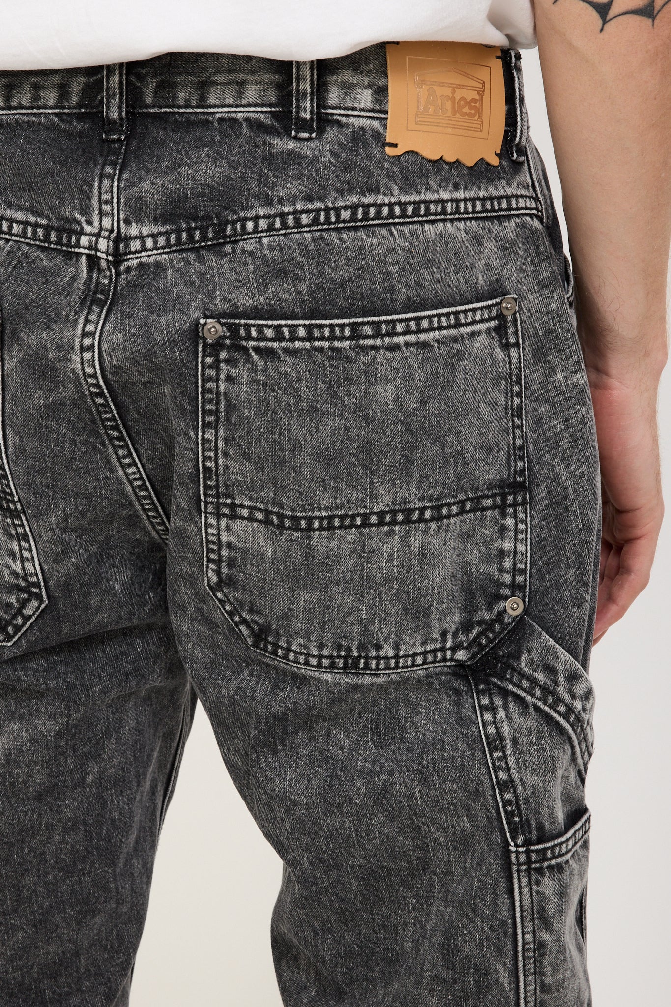 Aries | Acid Wash Denim Carpenter Jean Black | Maplestore