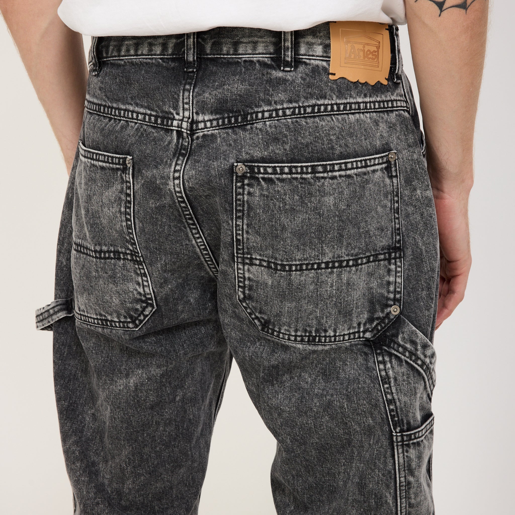 Acid Wash Denim Carpenter Jean Black