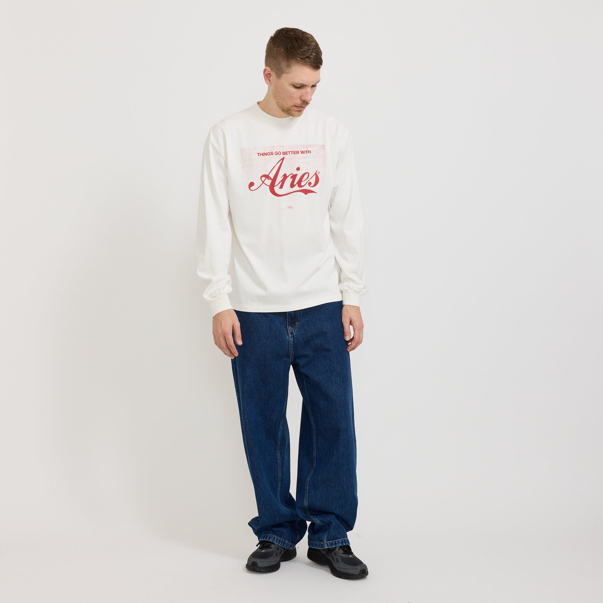 Faded Cola LS Tee White