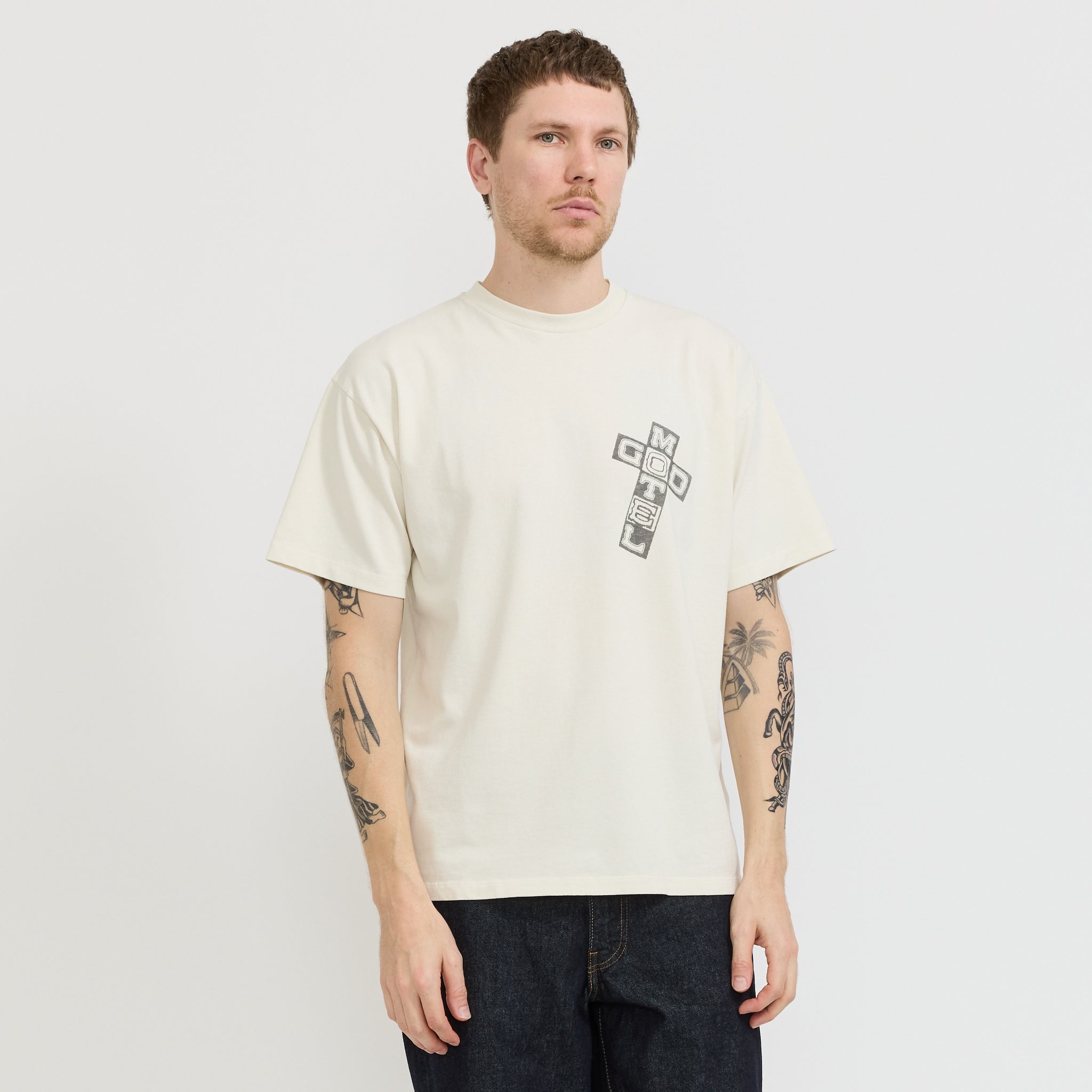 Faded God Town SS Tee Off White