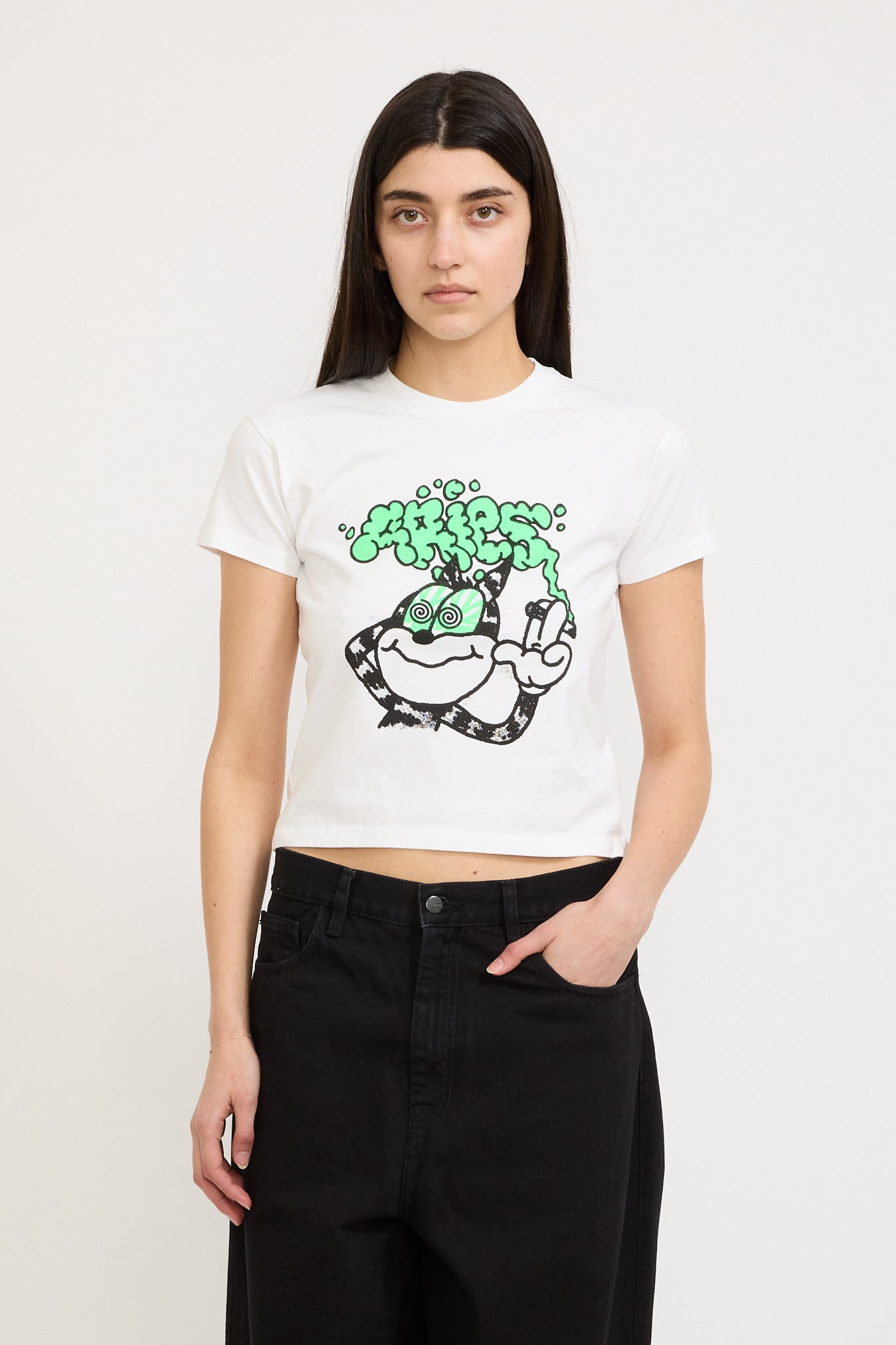 Aries | Stoned Cat SS Tee Baby White | Maplestore