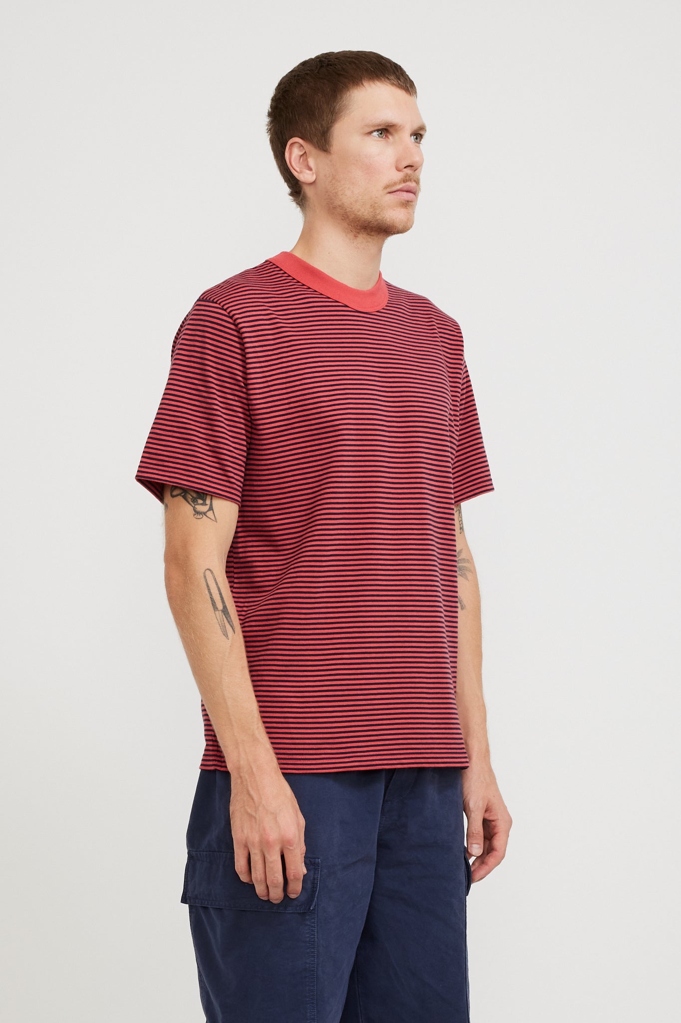 Armor Lux | Striped Heritage T-Shirt Cardinal Red/Marine Deep | Maplestore