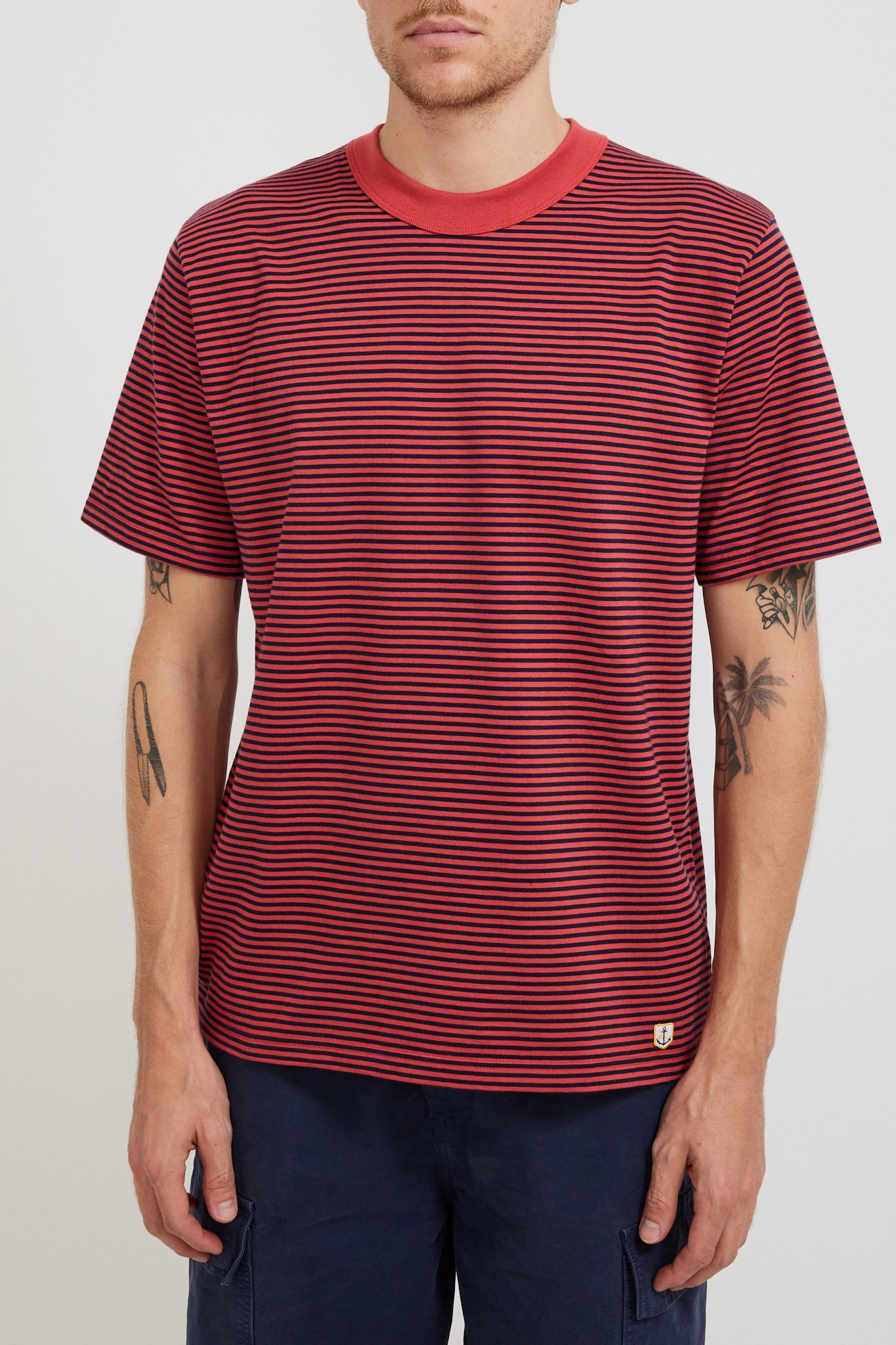 Armor Lux | Striped Heritage T-Shirt Cardinal Red/Marine Deep | Maplestore