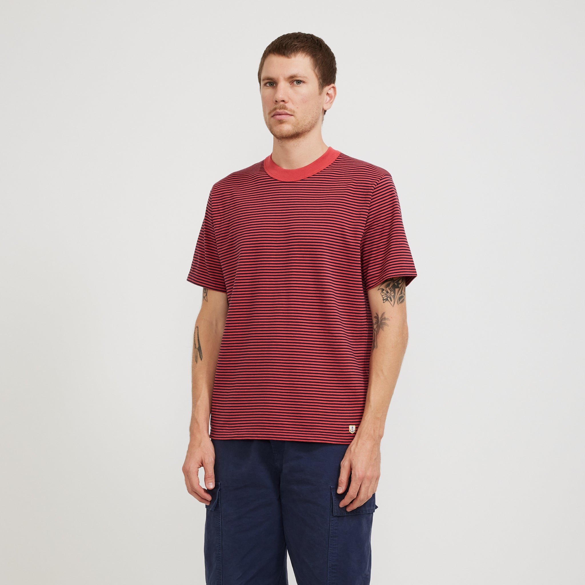 Striped Heritage T-Shirt Cardinal Red/Marine Deep
