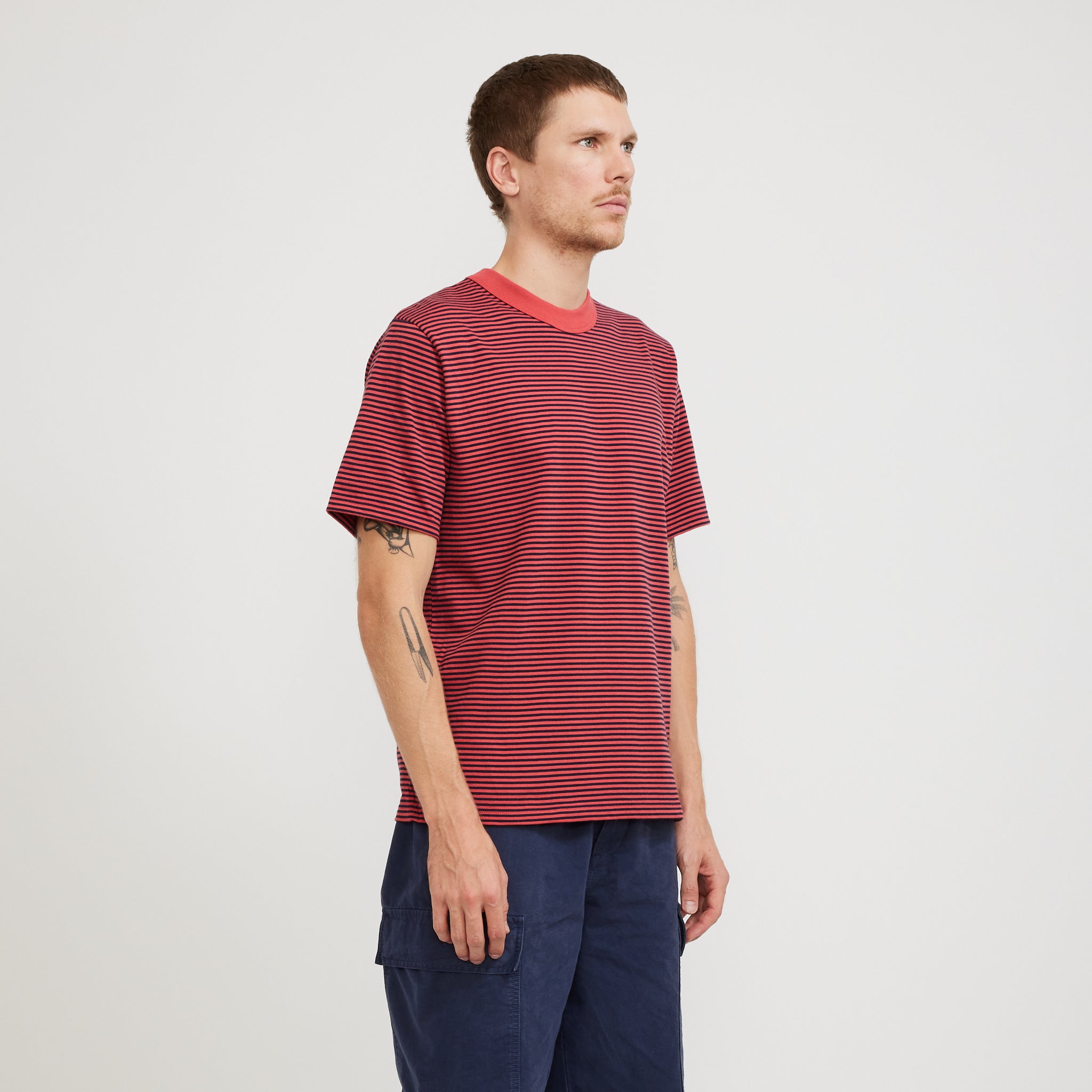 Striped Heritage T-Shirt Cardinal Red/Marine Deep