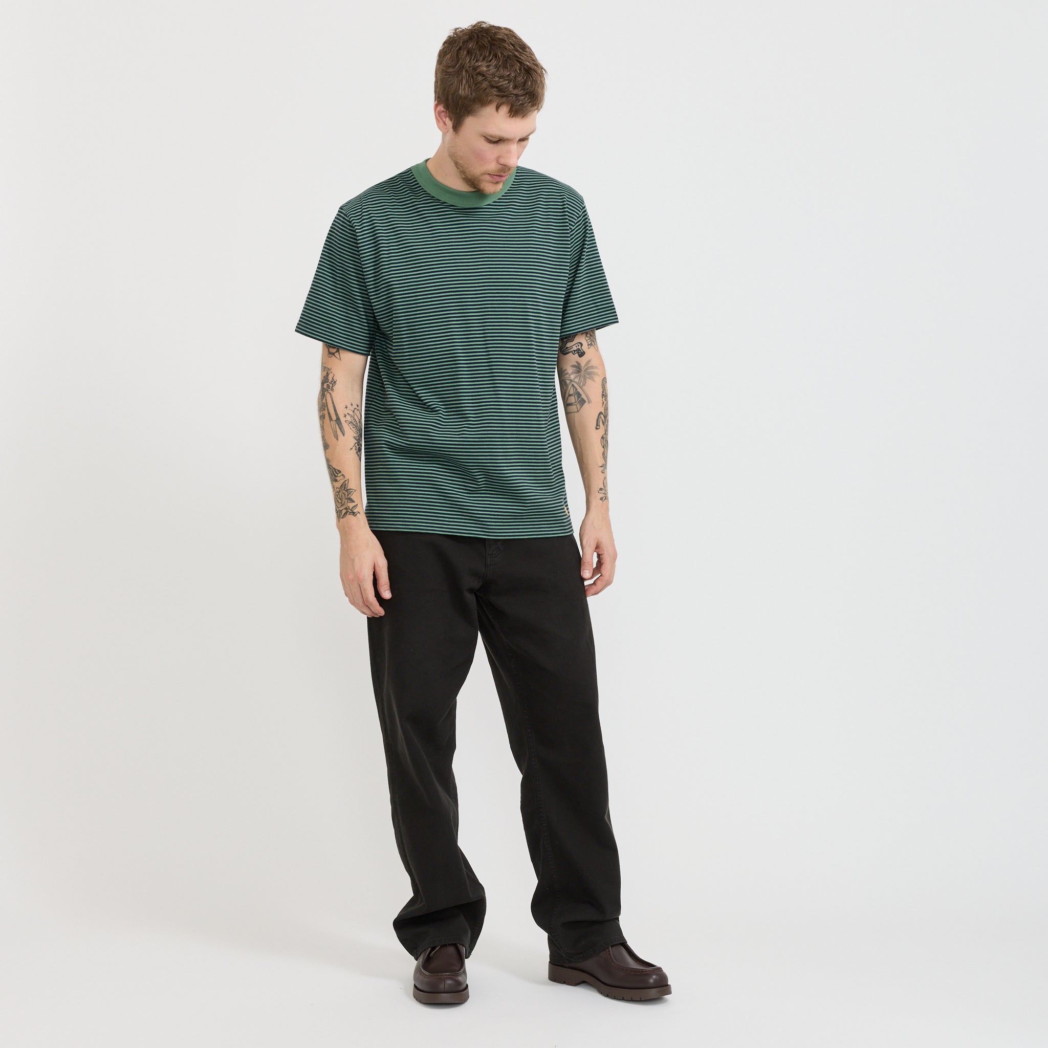 Armor Lux | Striped Heritage T-Shirt Ivy Green/Marine Deep Navy | Maplestore