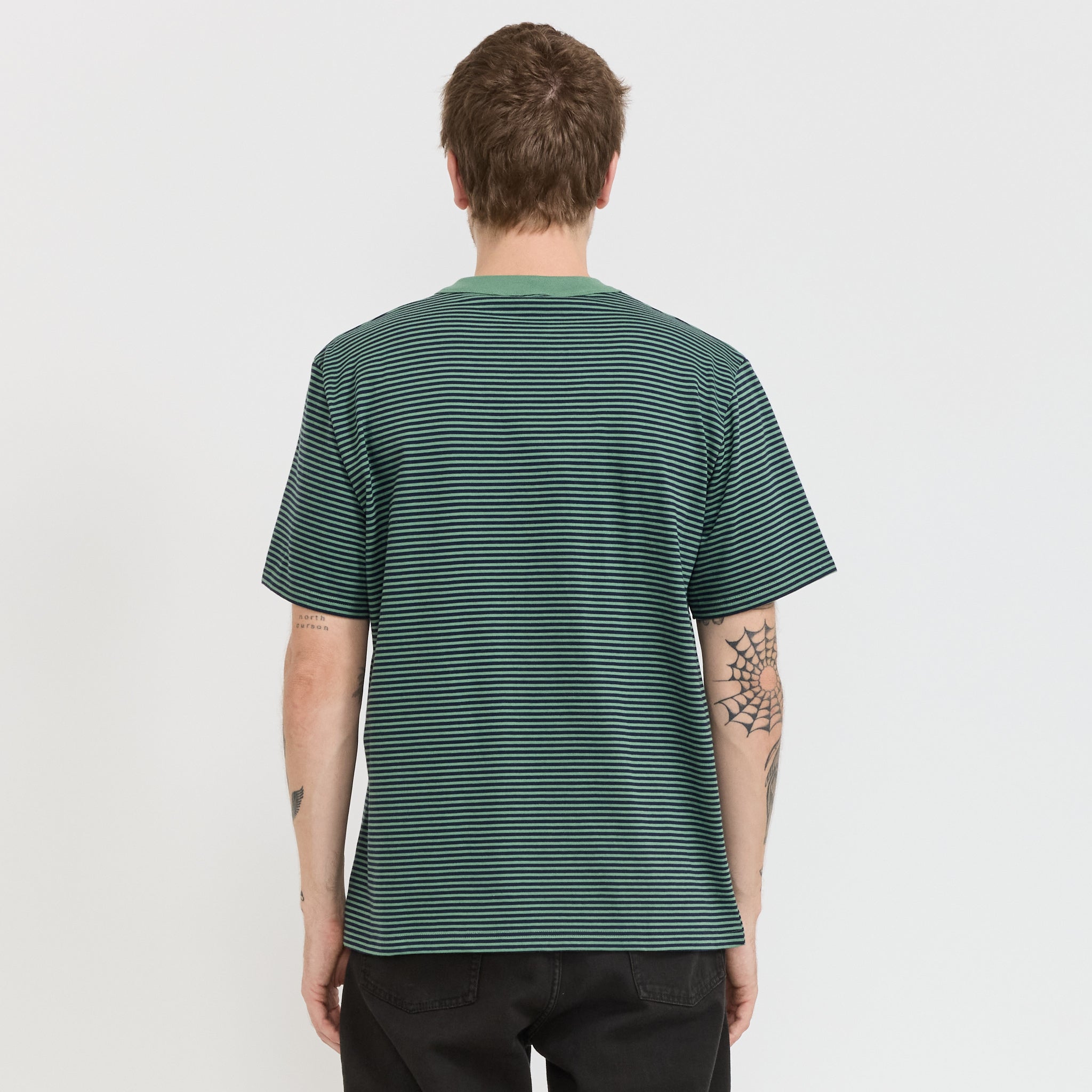 Armor Lux | Striped Heritage T-Shirt Ivy Green/Marine Deep Navy | Maplestore