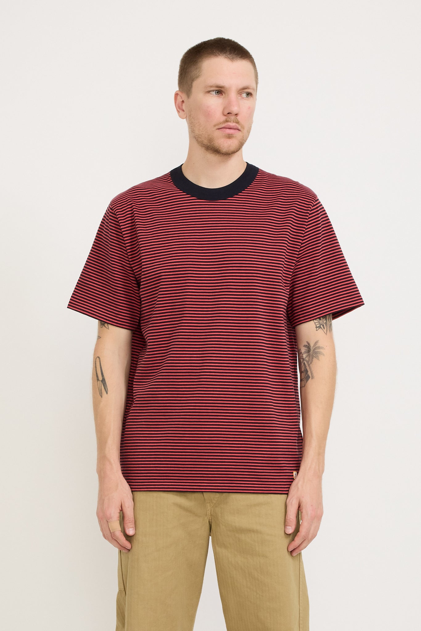 Armor Lux | Striped Heritage T-Shirt Rich Navy/Cardinal | Maplestore