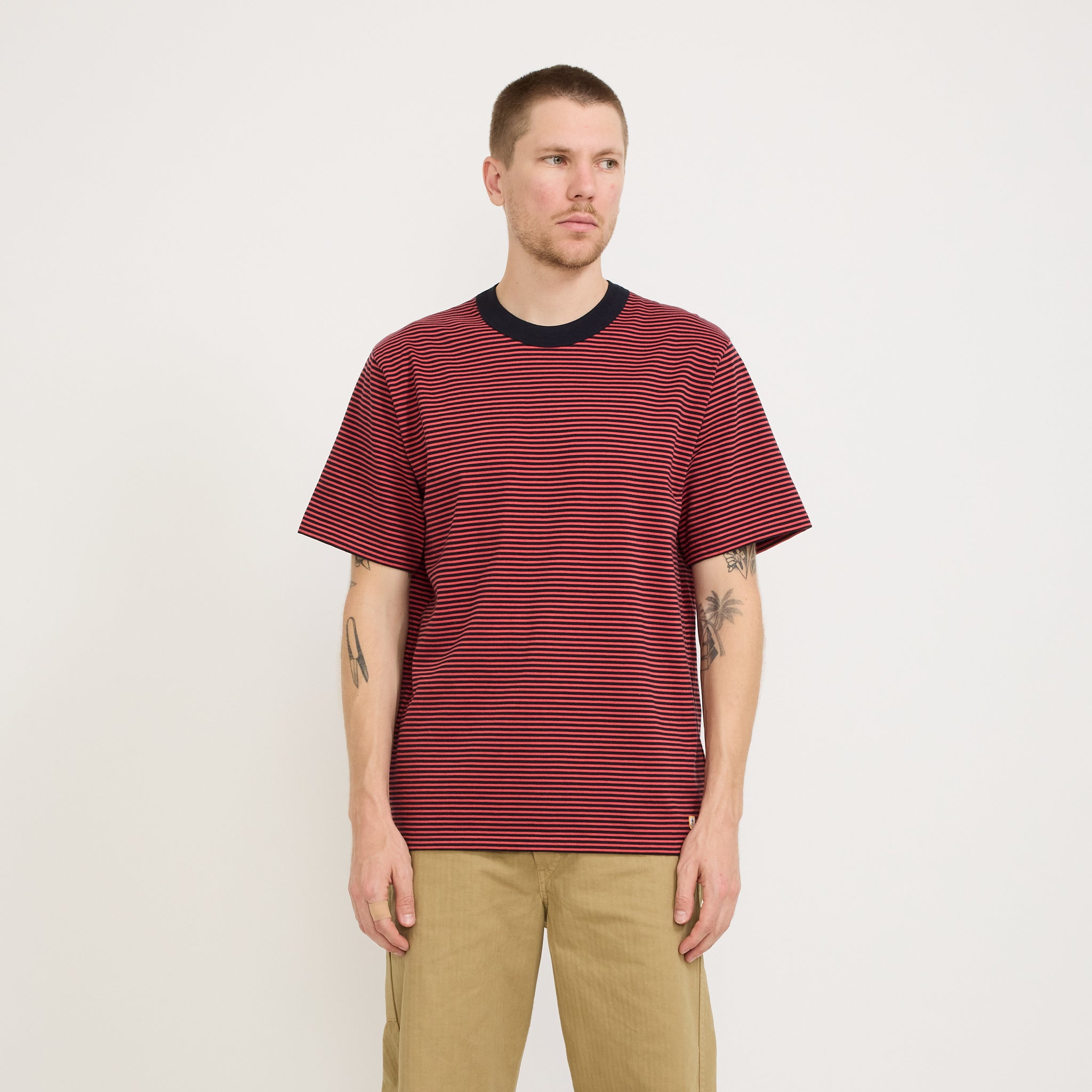 Striped Heritage T-Shirt Rich Navy/Cardinal