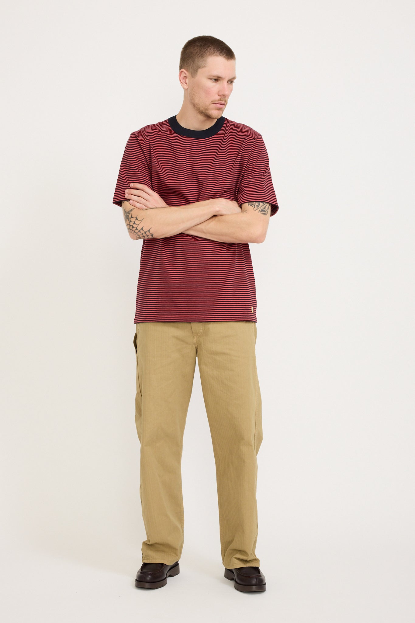 Armor Lux | Striped Heritage T-Shirt Rich Navy/Cardinal | Maplestore
