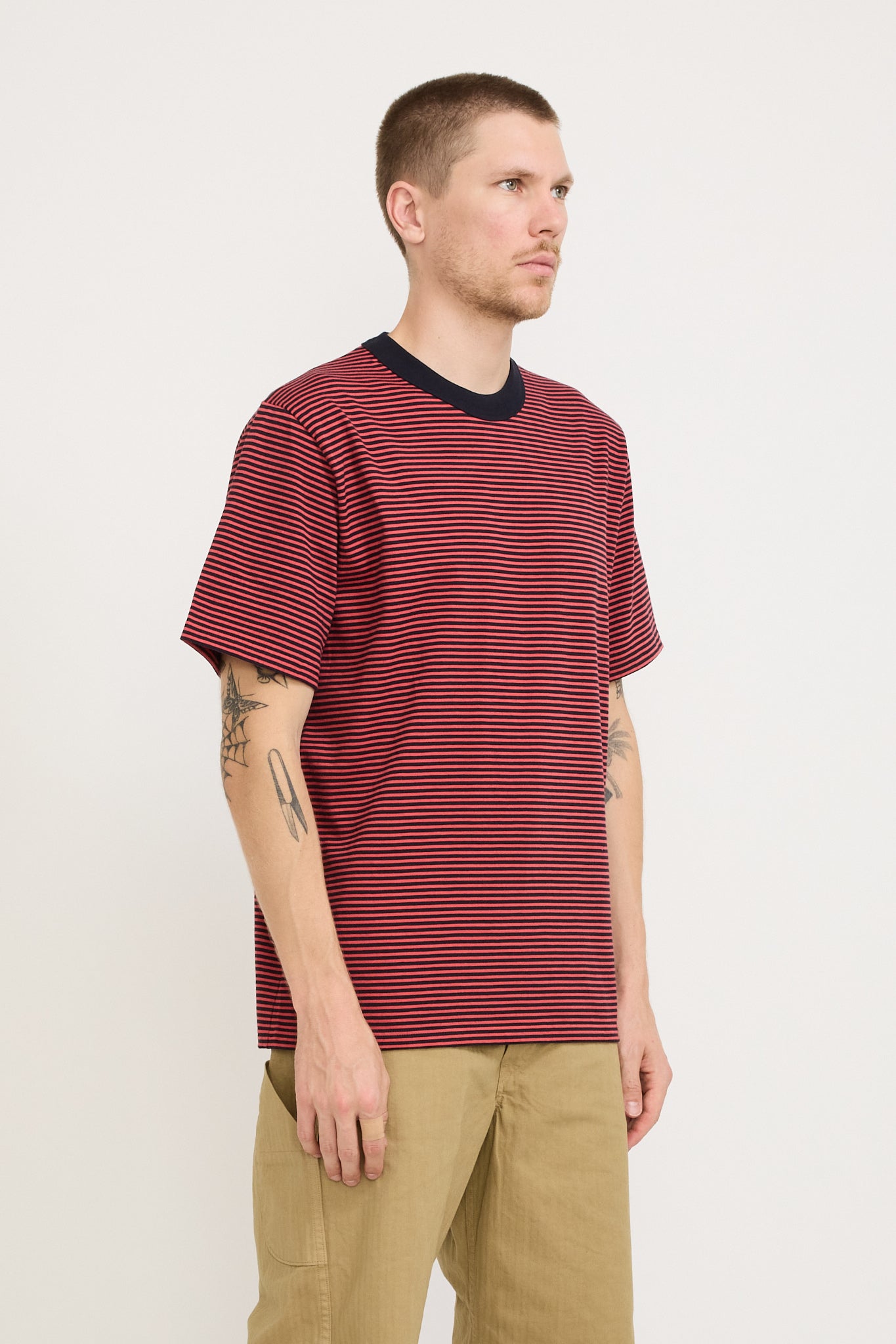 Armor Lux | Striped Heritage T-Shirt Rich Navy/Cardinal | Maplestore