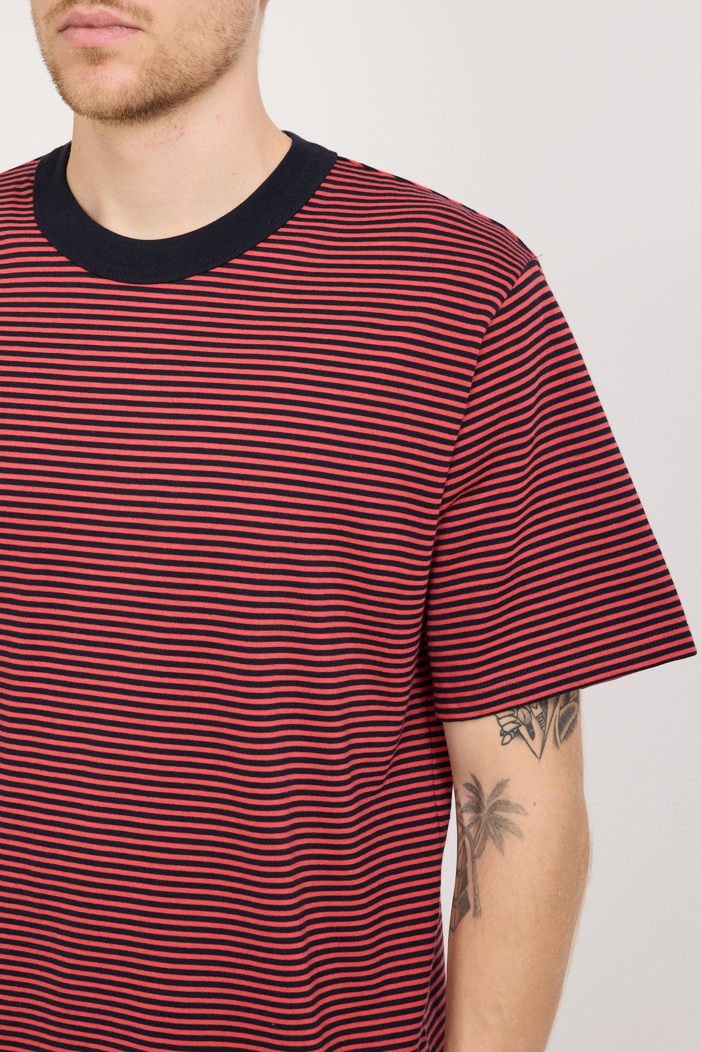 Armor Lux | Striped Heritage T-Shirt Rich Navy/Cardinal | Maplestore