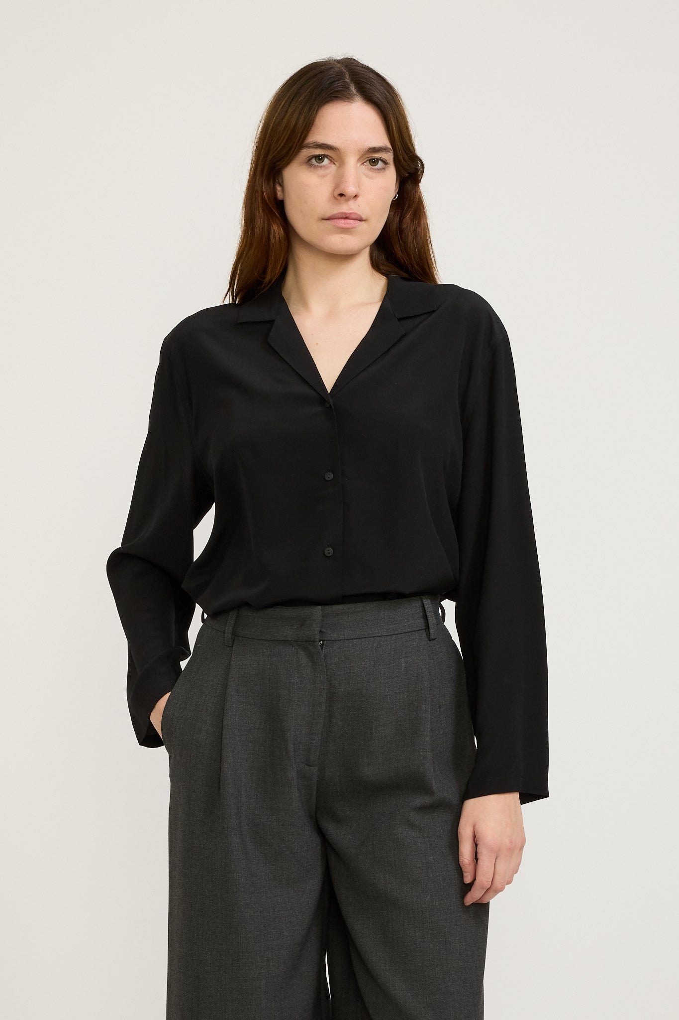 Assembly Label | Essie Silk Long Sleeve Shirt Black | Maplestore