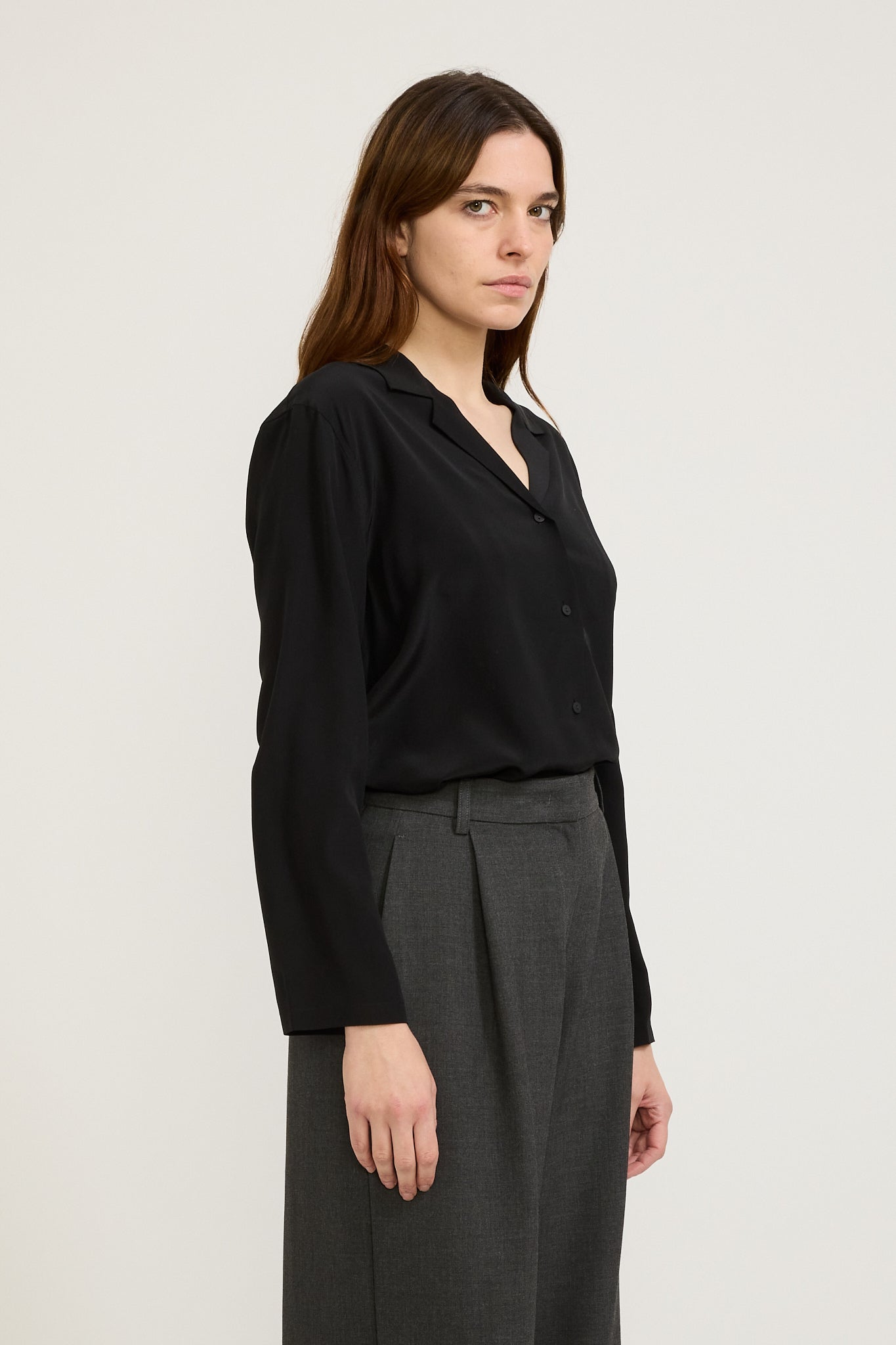 Assembly Label | Essie Silk Long Sleeve Shirt Black | Maplestore