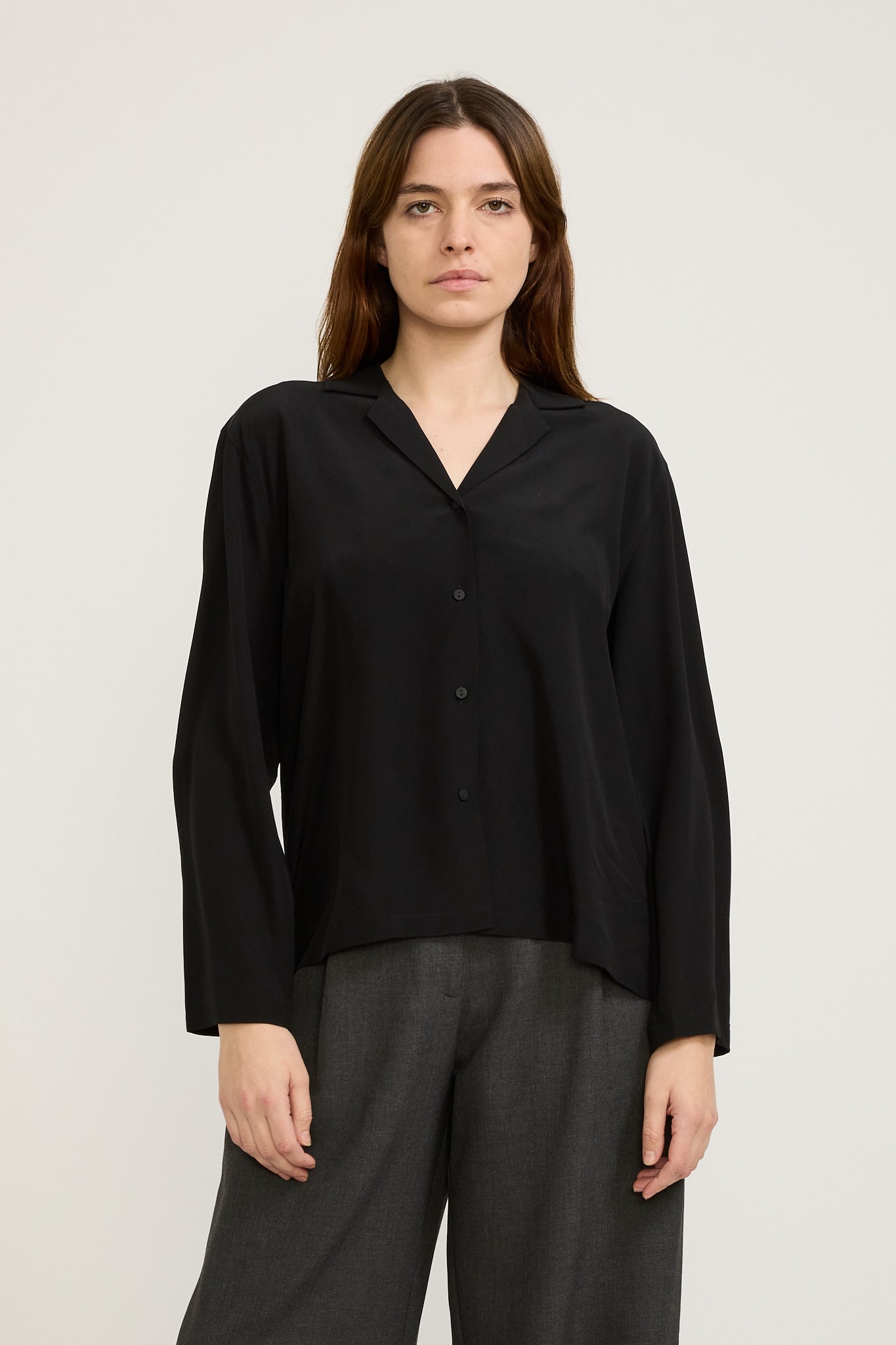 Assembly Label | Essie Silk Long Sleeve Shirt Black | Maplestore