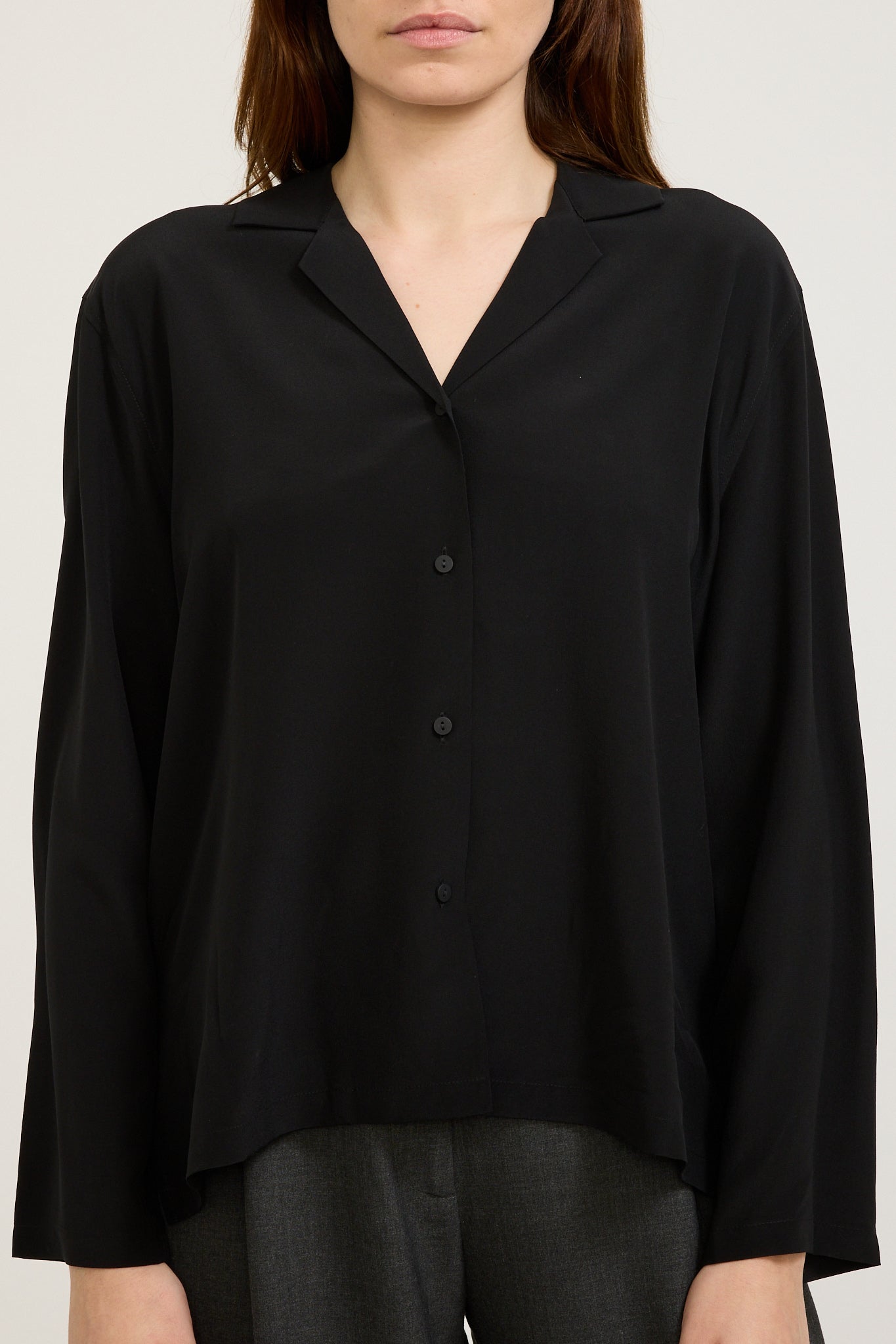 Assembly Label | Essie Silk Long Sleeve Shirt Black | Maplestore