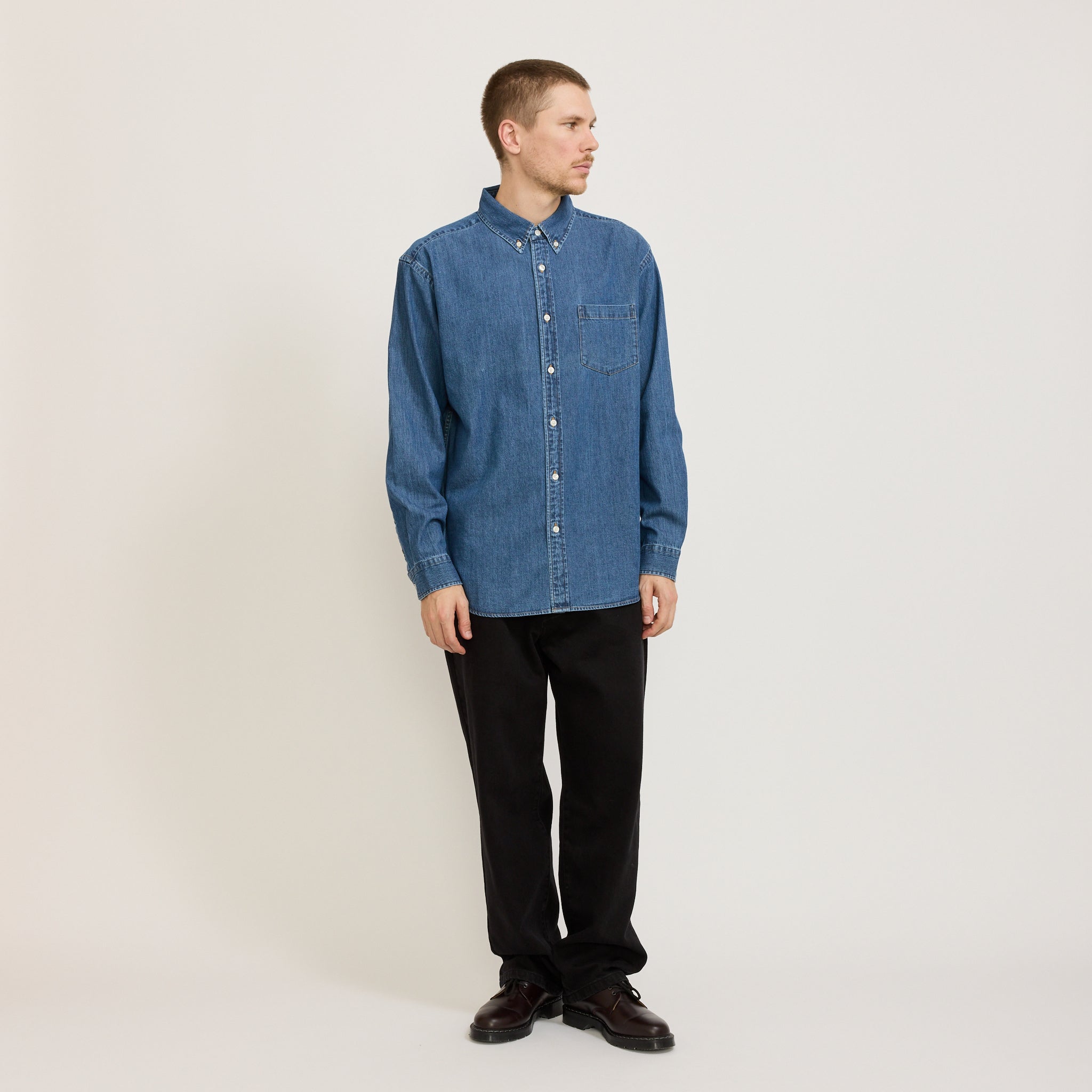 Cole Denim Long Sleeve Shirt Washed Blue