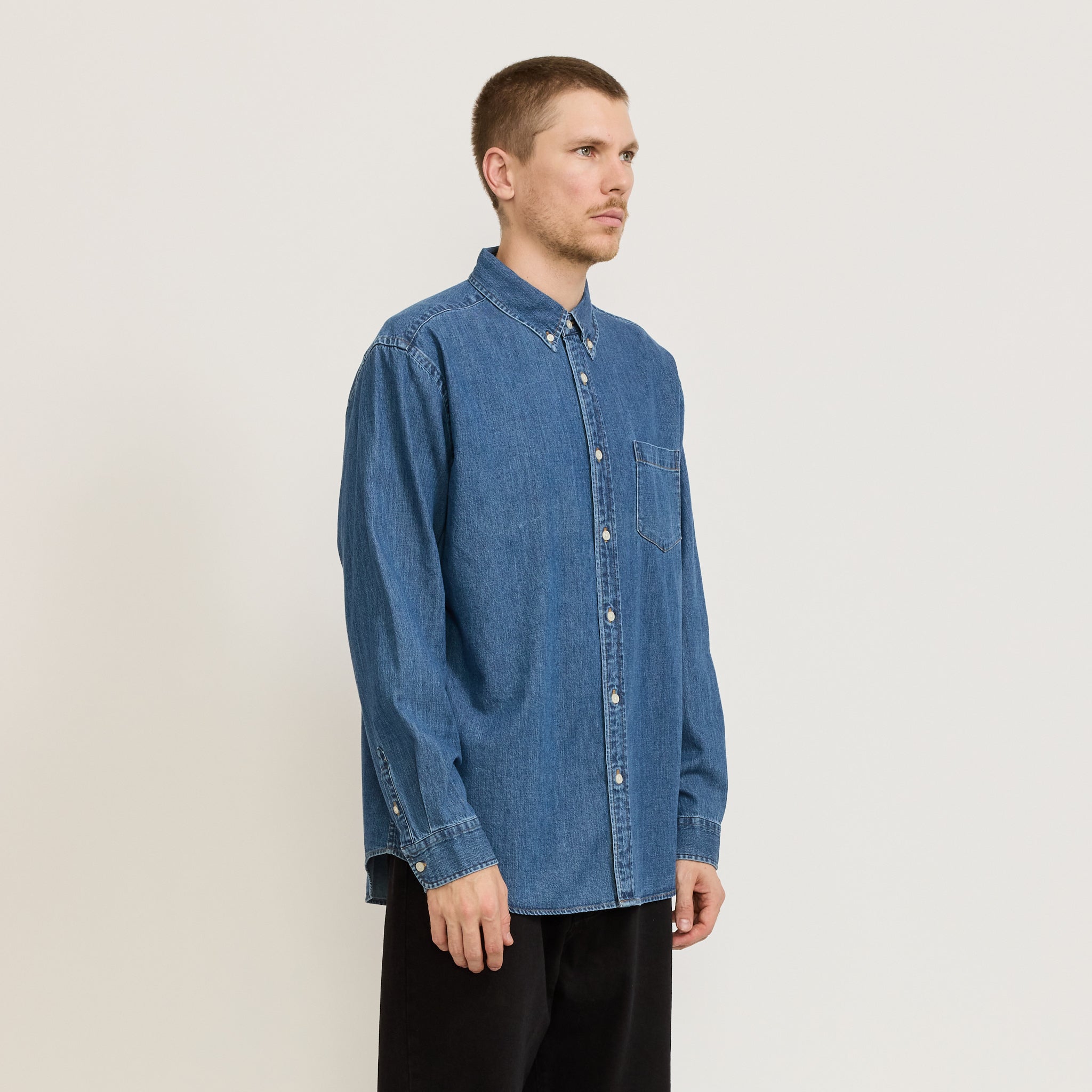 Cole Denim Long Sleeve Shirt Washed Blue