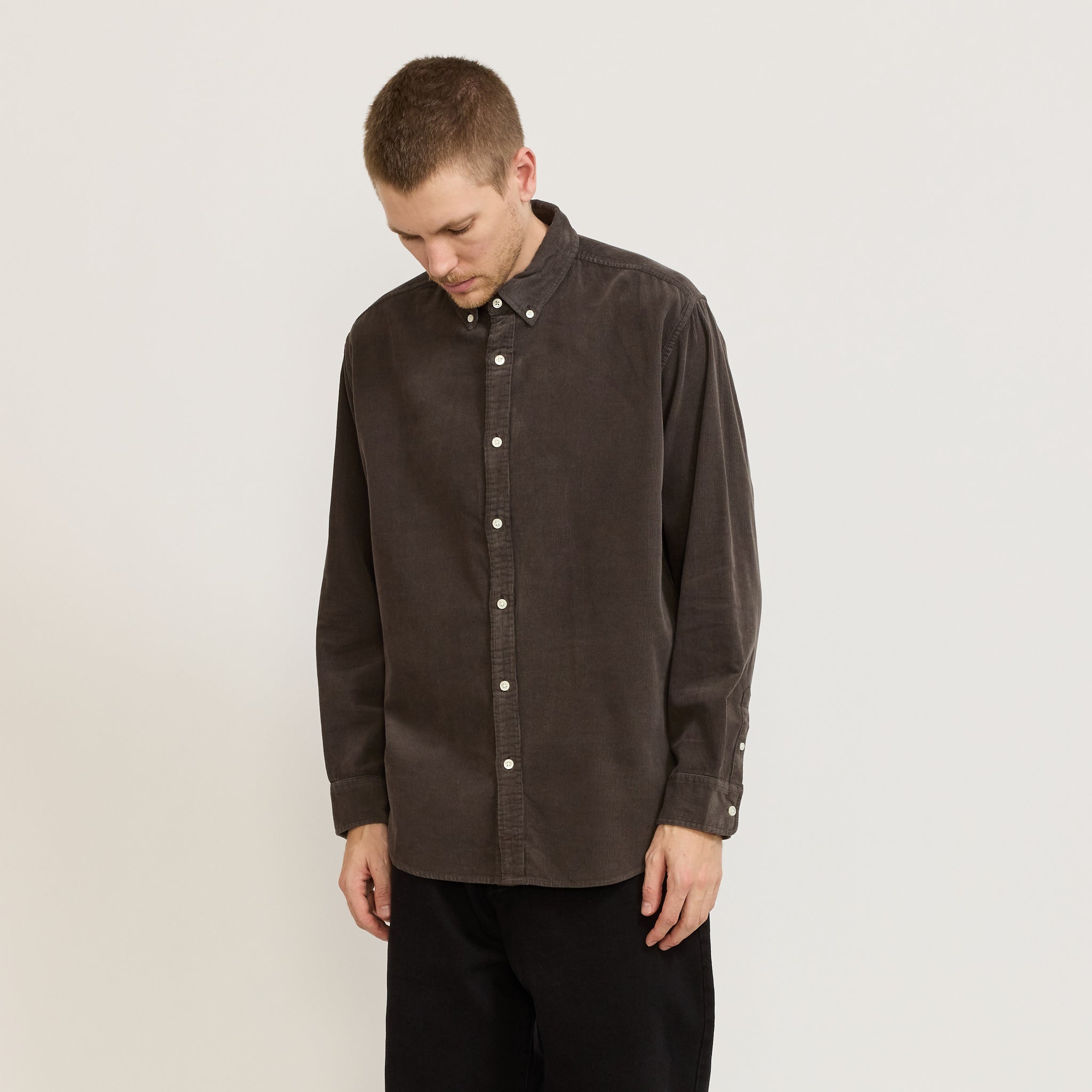 Cord Long Sleeve Shirt Washed Graphite