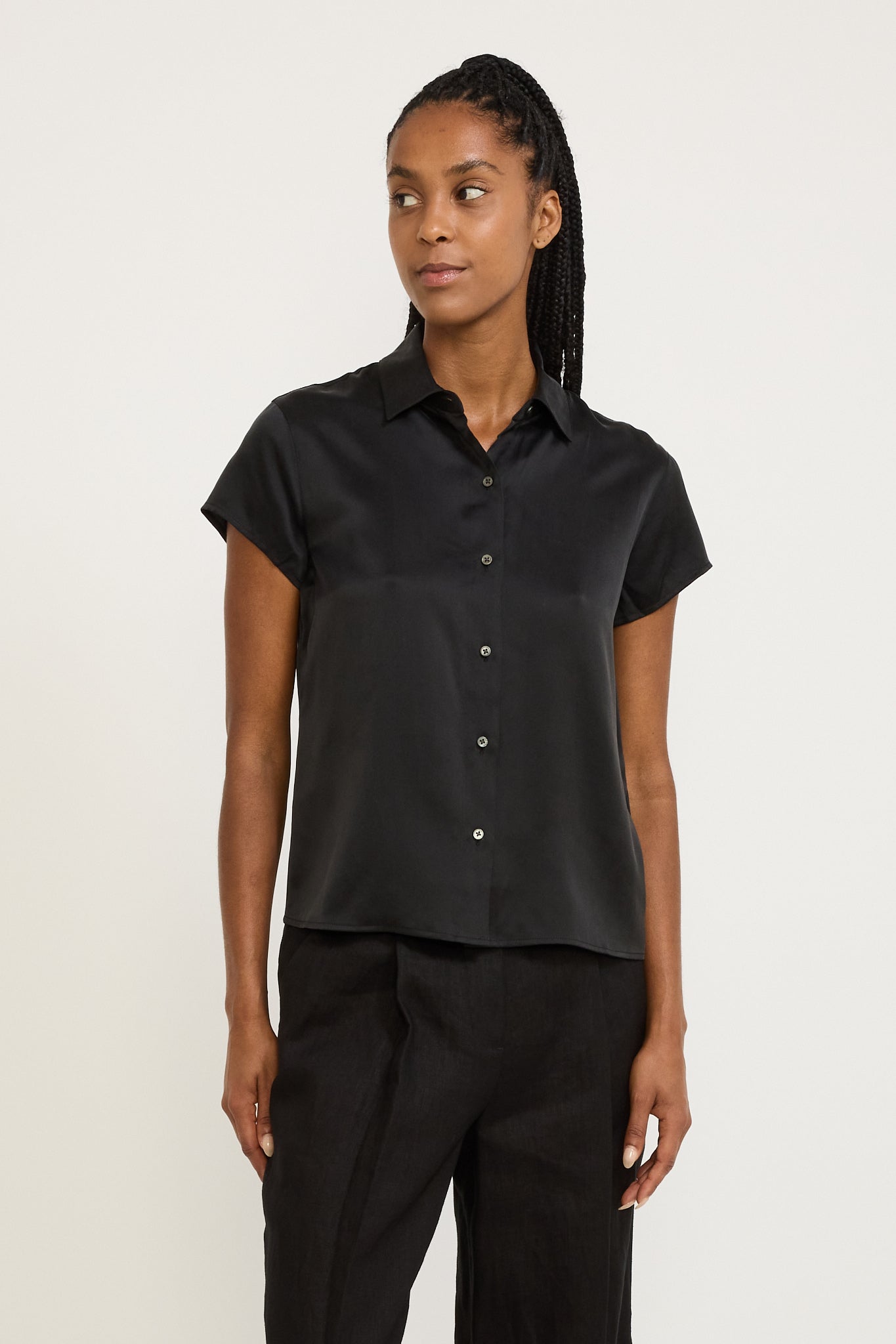 Karri Silk S/S Shirt Black