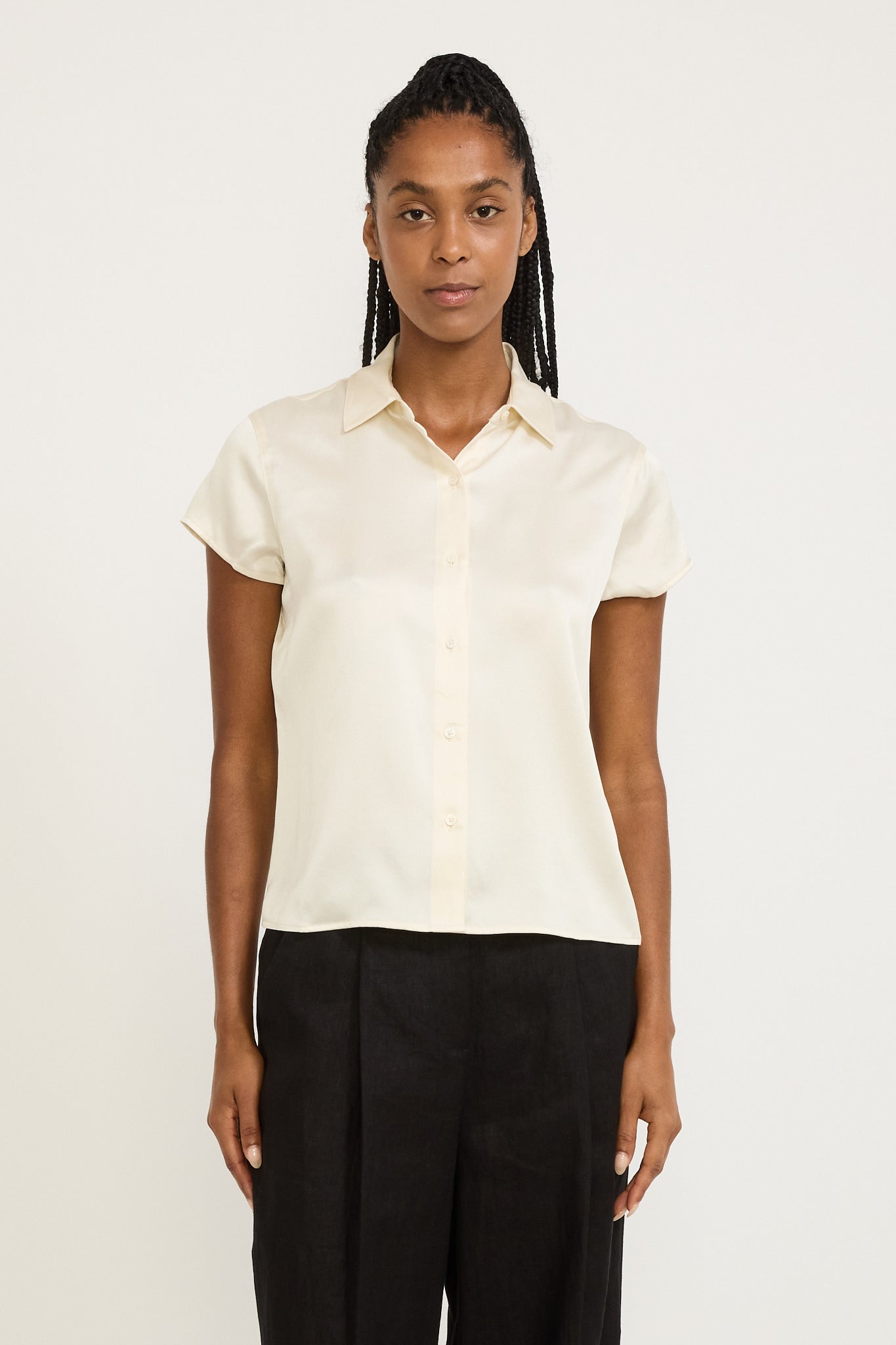 Karri Silk S/S Shirt Cream