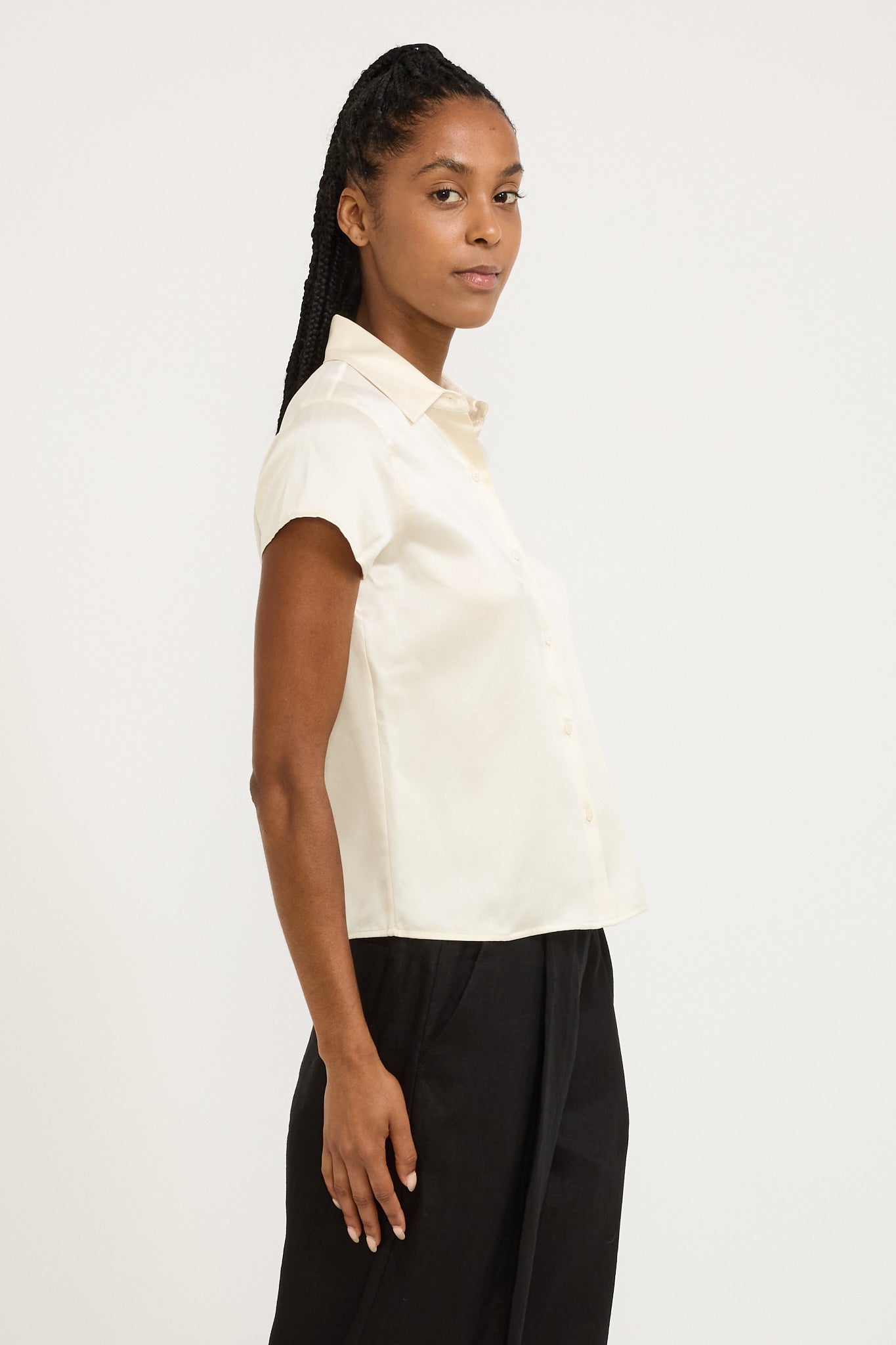 Karri Silk S/S Shirt Cream