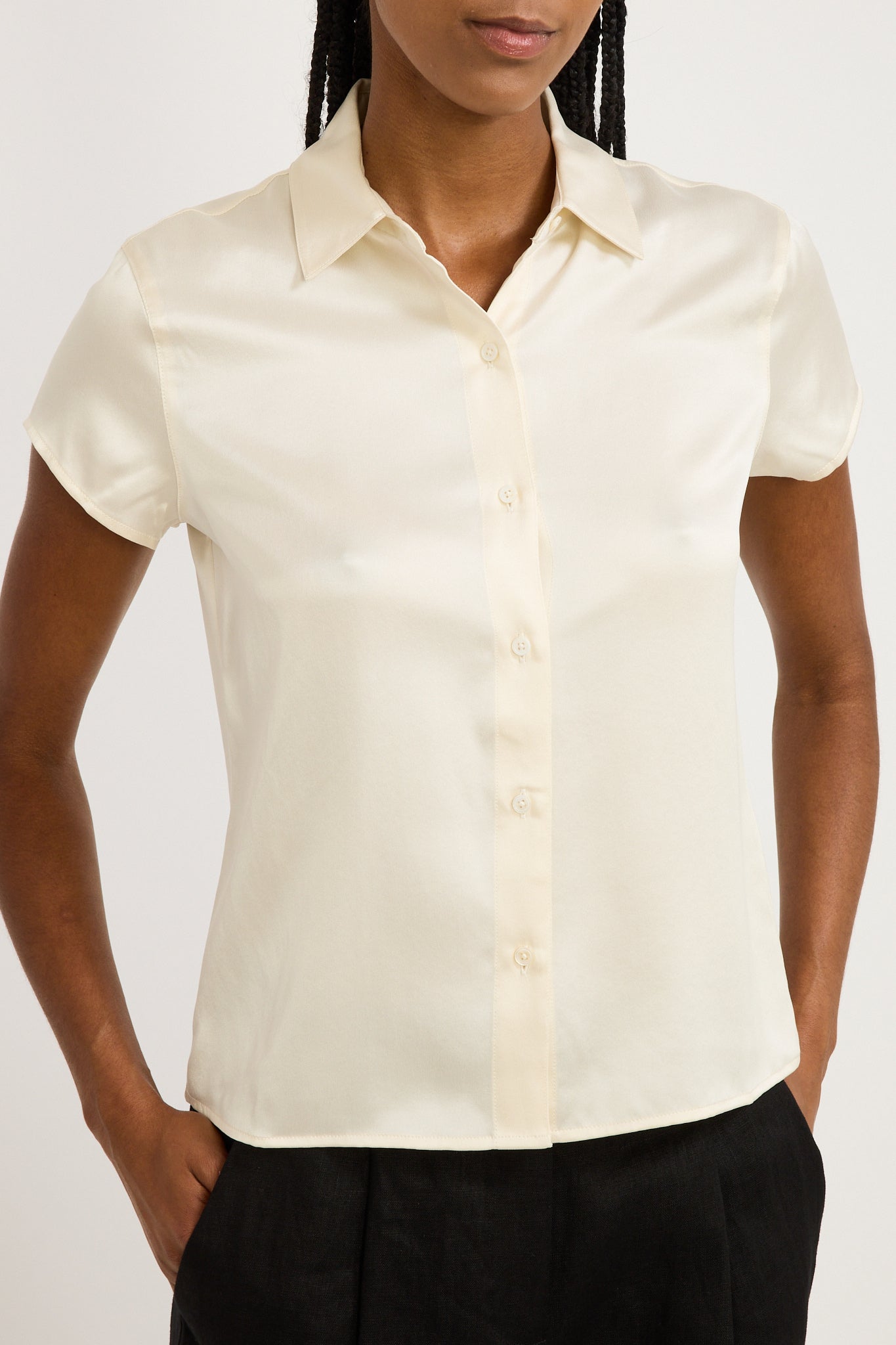 Karri Silk S/S Shirt Cream