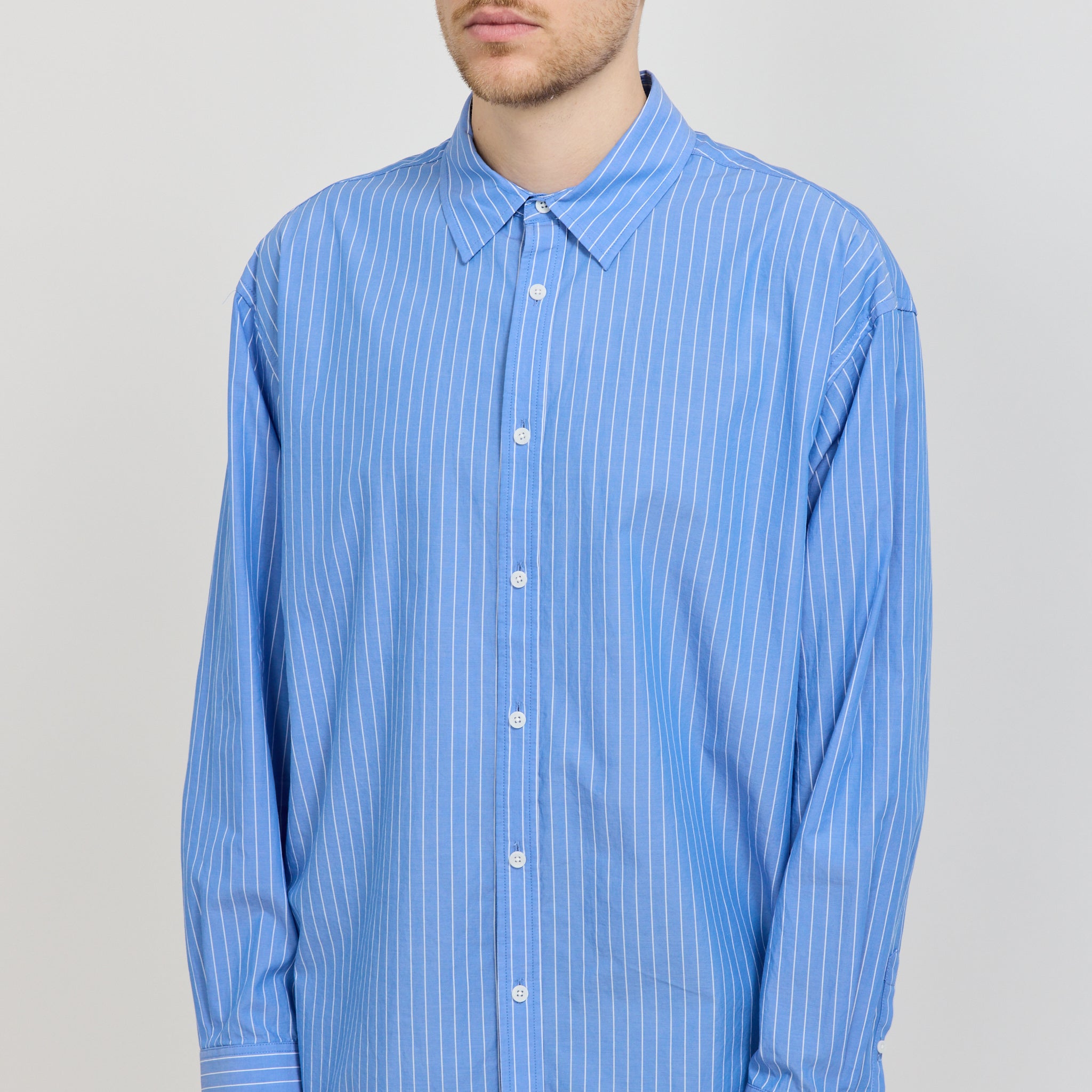 Caden Stripe Long Sleeve Shirt Blue/White