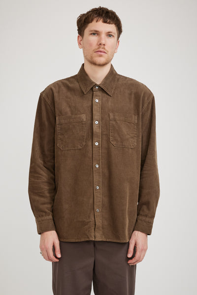 Assembly Label | Harley Cord Long Sleeve Shirt Dark Olive | Maplestore