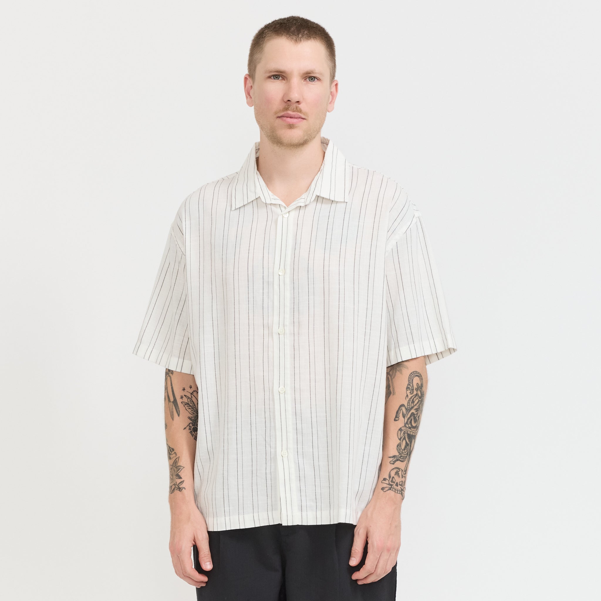 Liam Short Sleeve Shirt Cream/Black