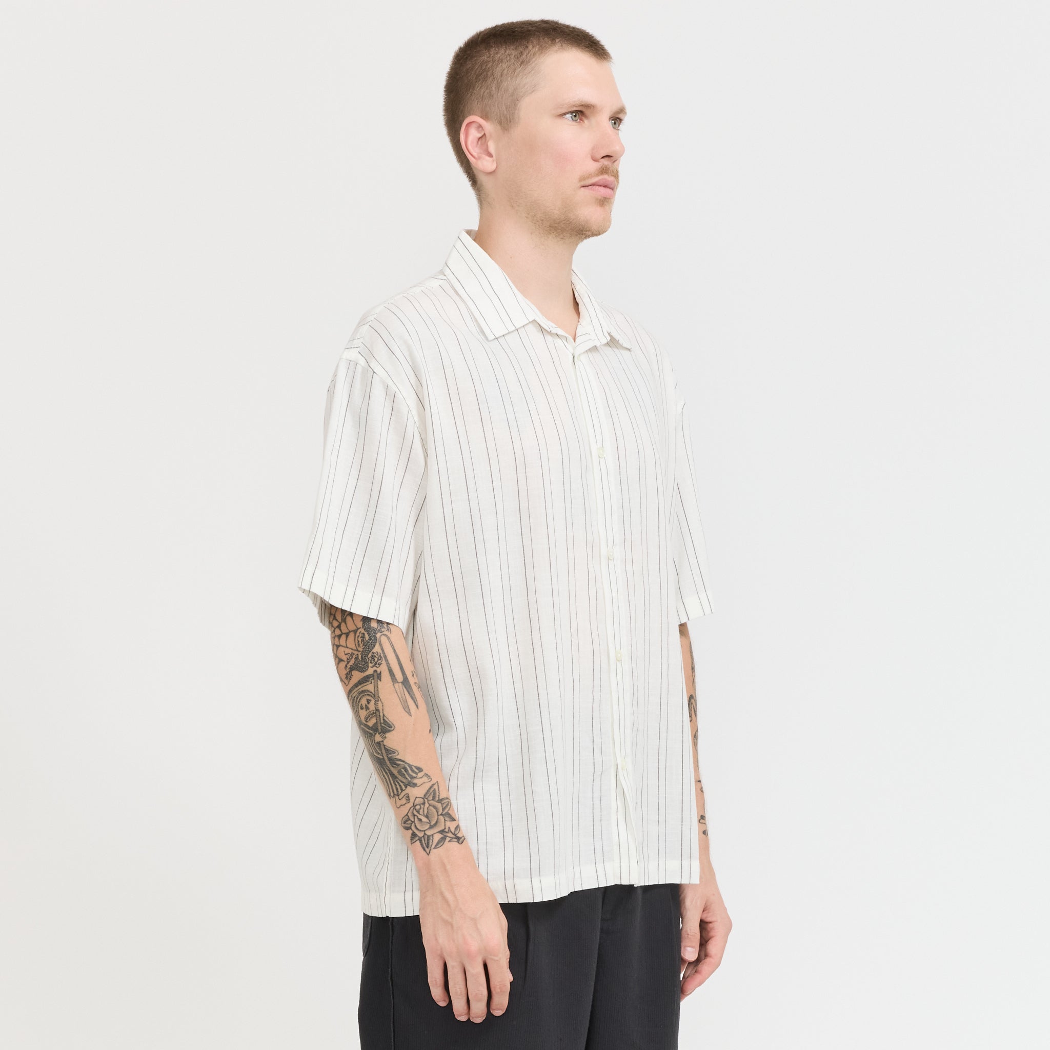 Liam Short Sleeve Shirt Cream/Black