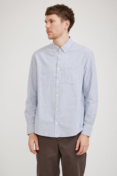 Assembly Label | Oxford Shirt Mid Blue Stripe | Maplestore