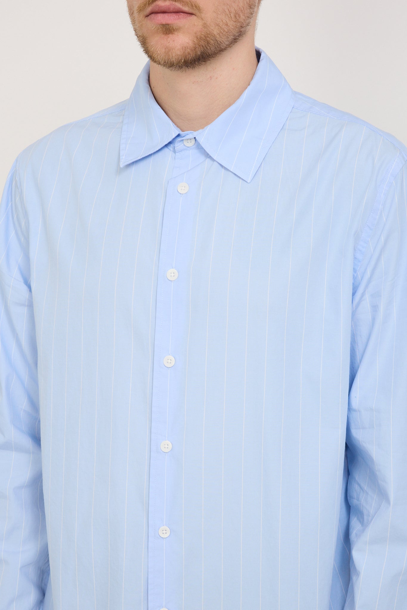 Assembly Label | Otis Poplin Stripe Long Sleeve Shirt Blue Stripe | Maplestore