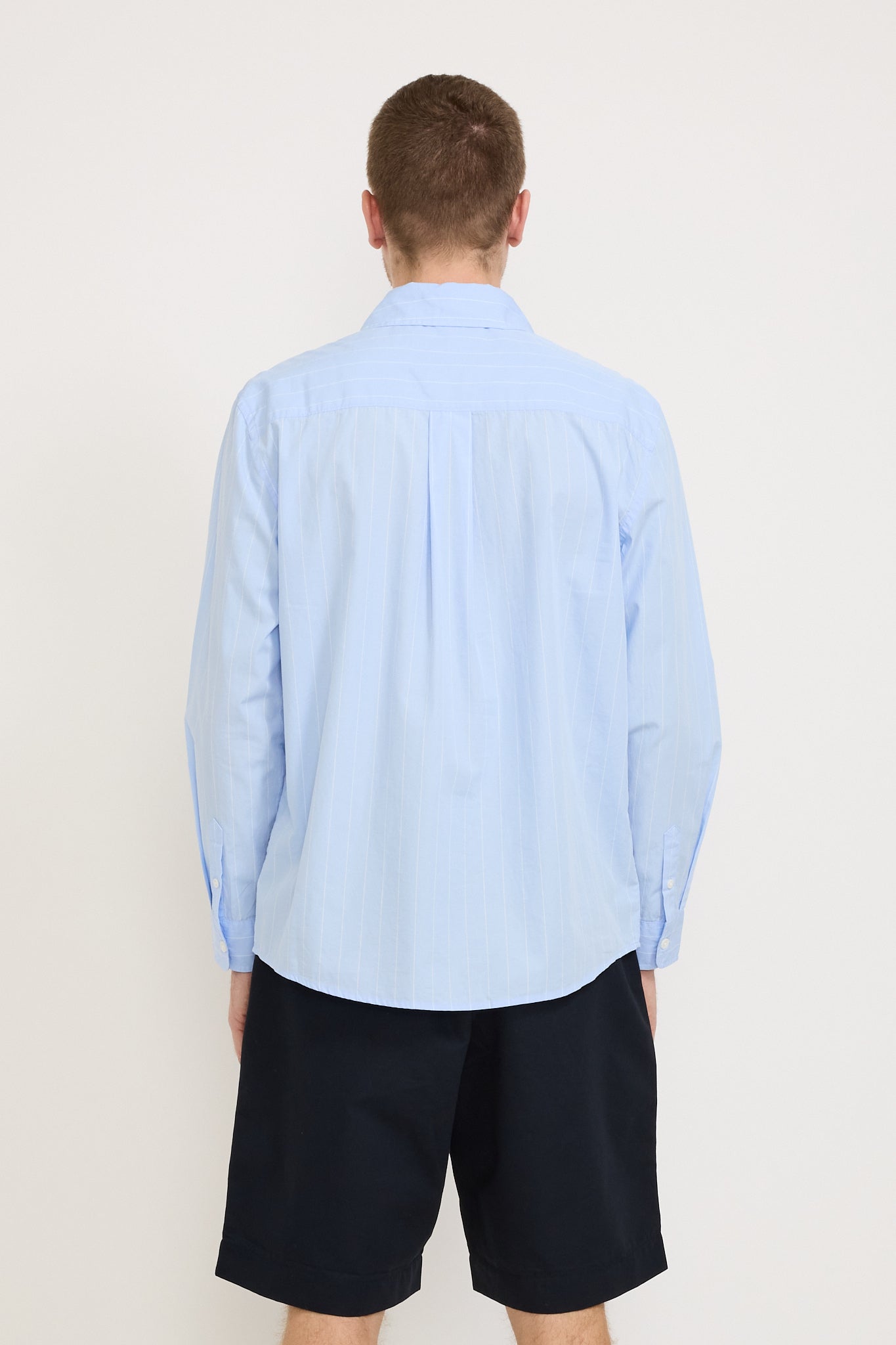 Assembly Label | Otis Poplin Stripe Long Sleeve Shirt Blue Stripe | Maplestore