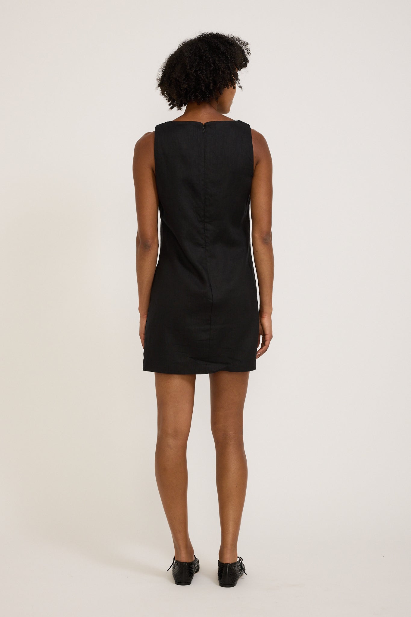 Nadine Linen Mini Dress Black