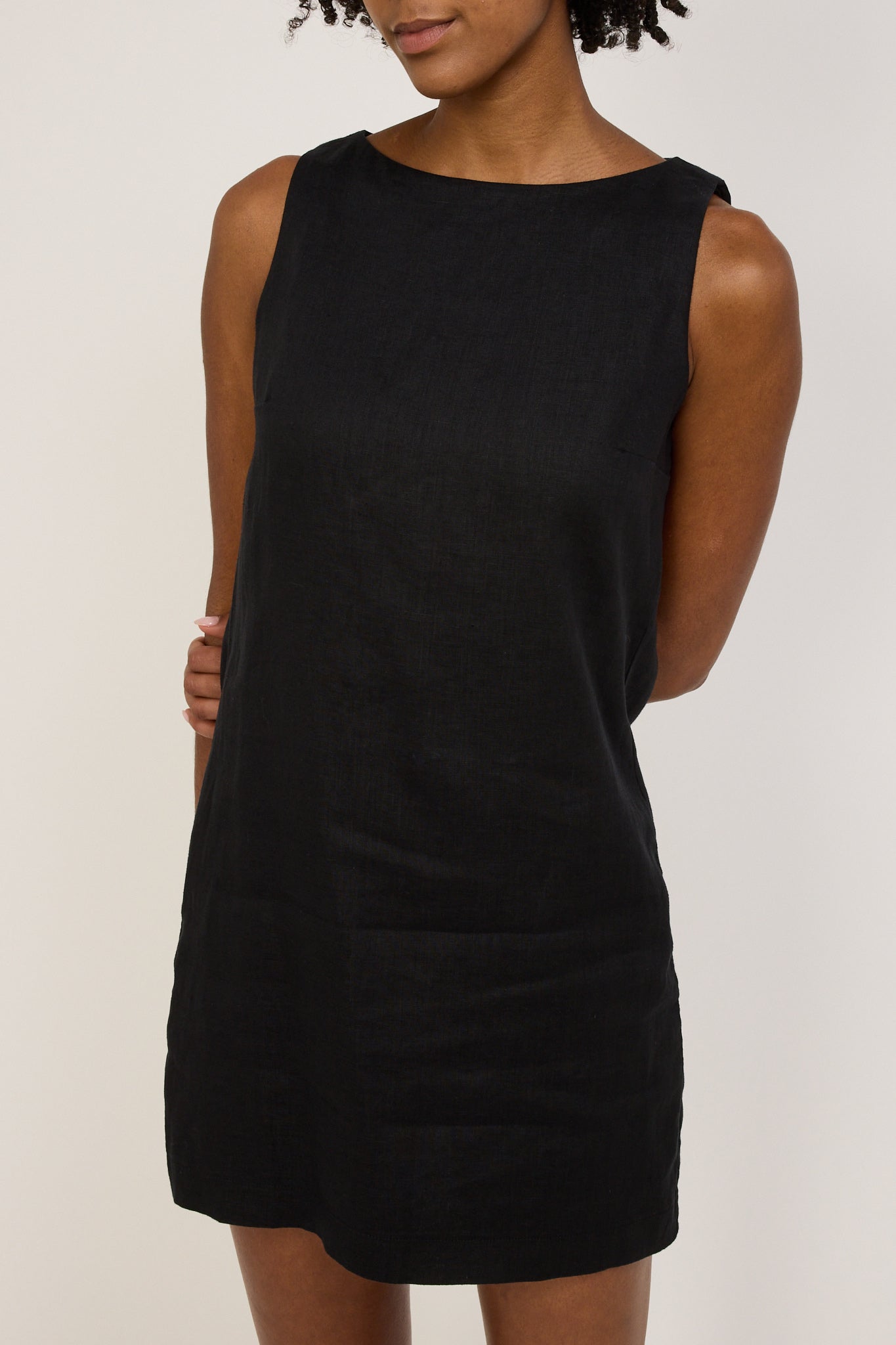 Nadine Linen Mini Dress Black