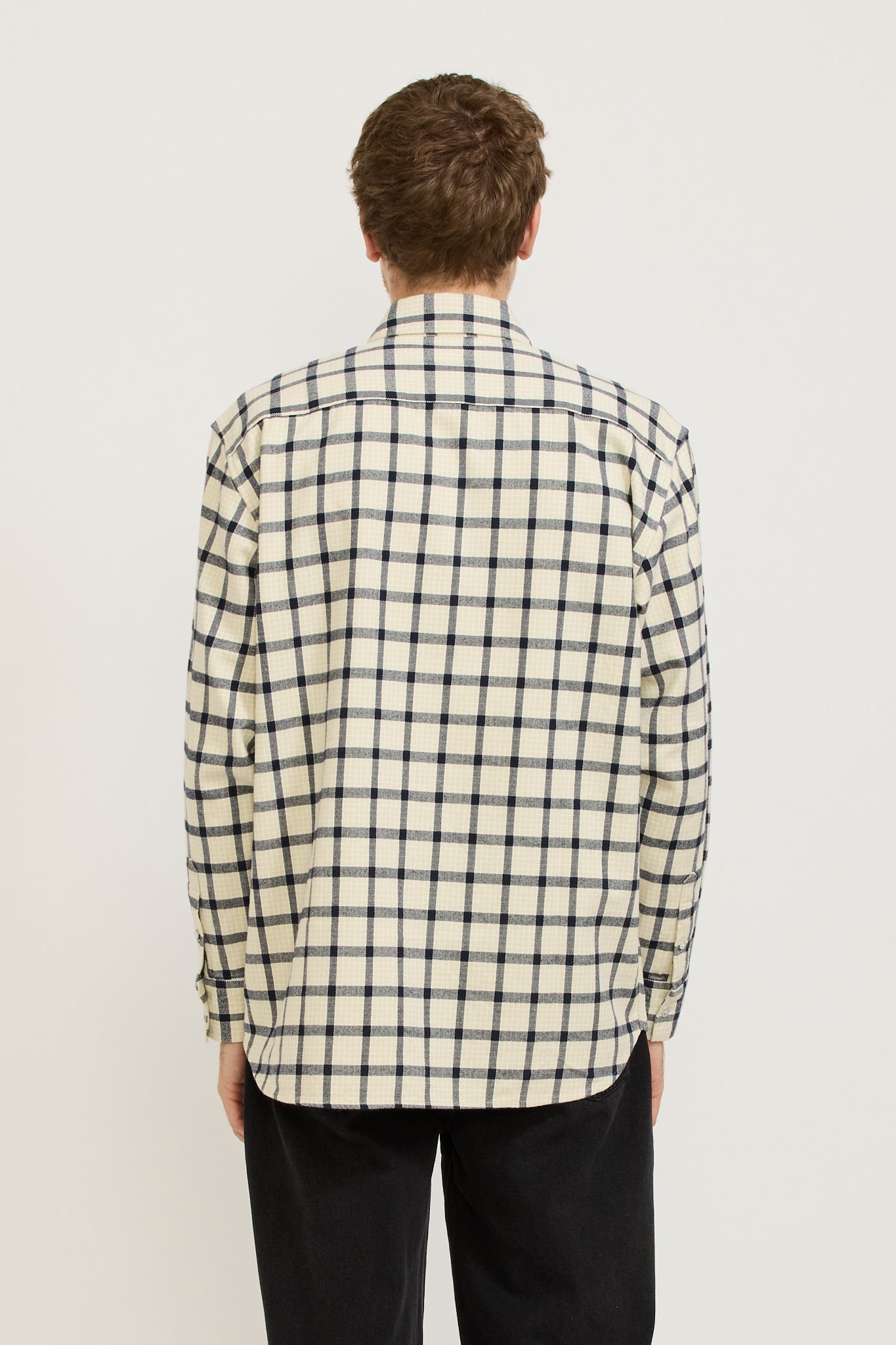 Assembly Label | Reuben Check Overshirt Limestone/True Navy | Maplestore