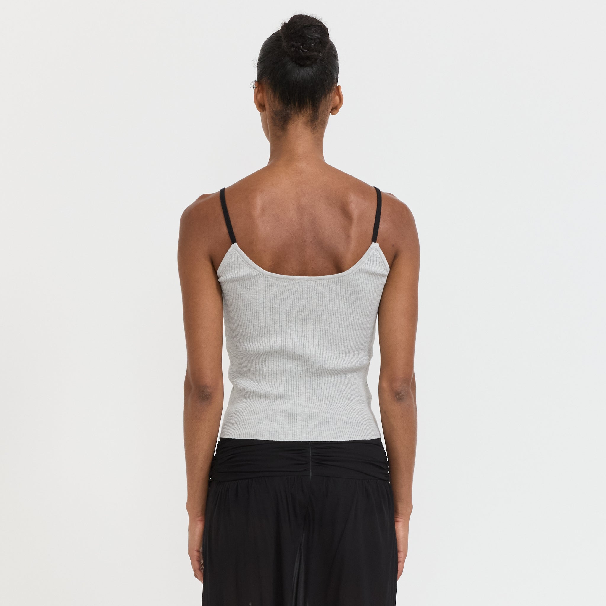 Contrast String Knit Top Grey