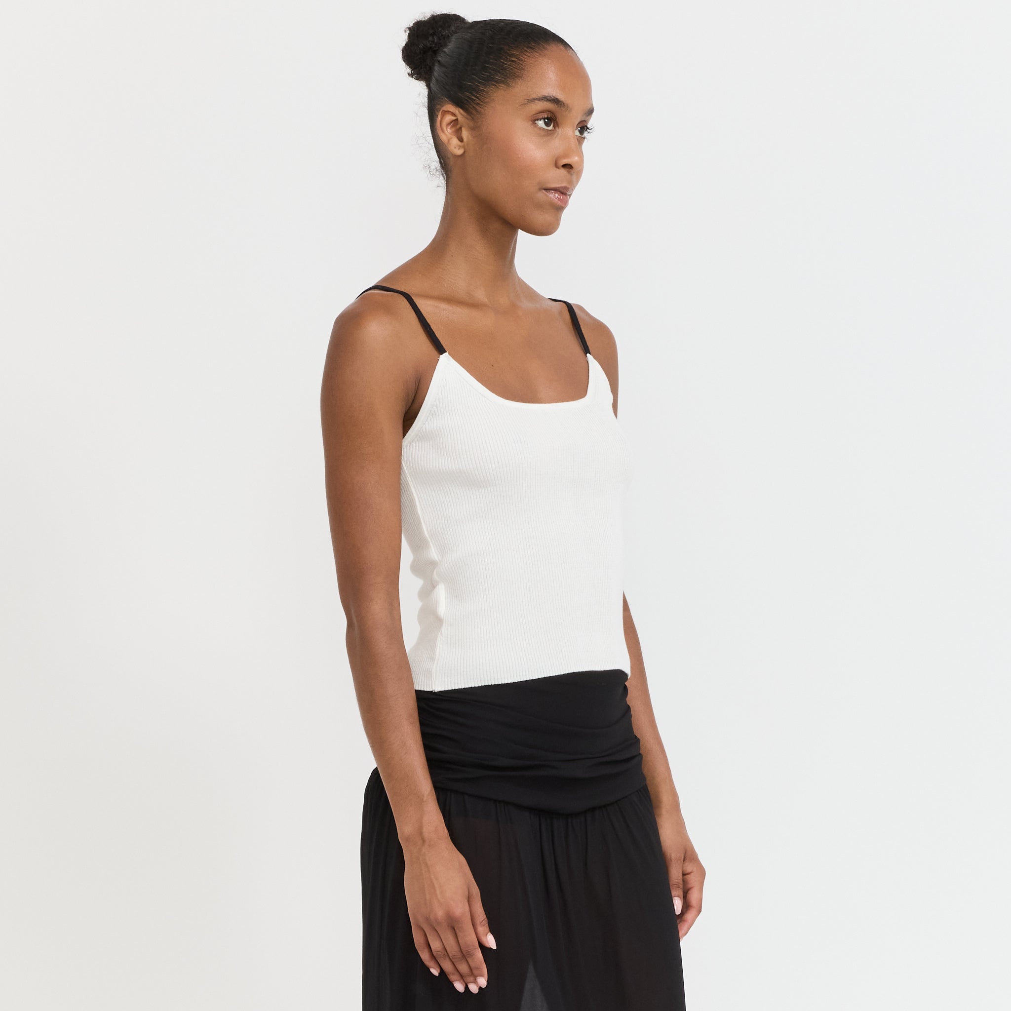 Contrast String Knit Top Ivory