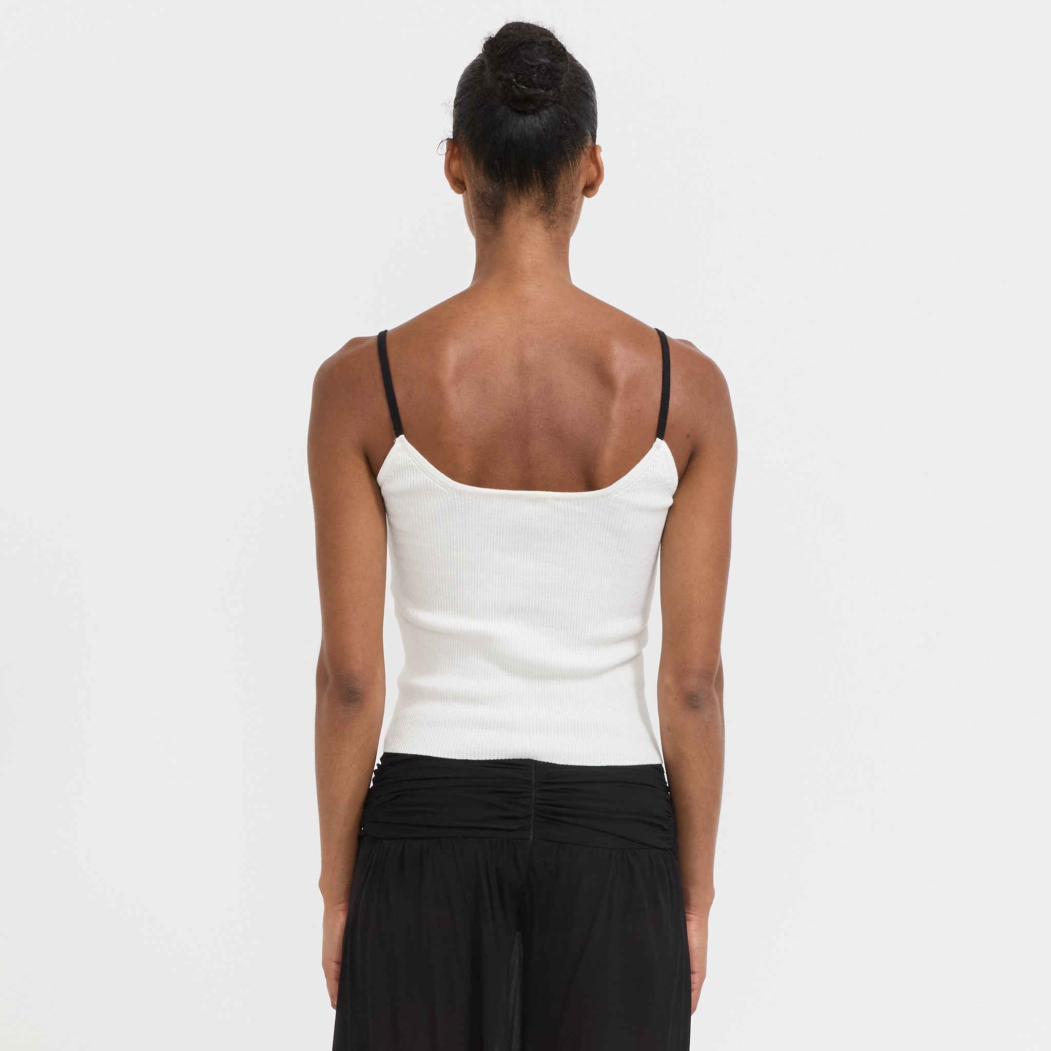 Contrast String Knit Top Ivory