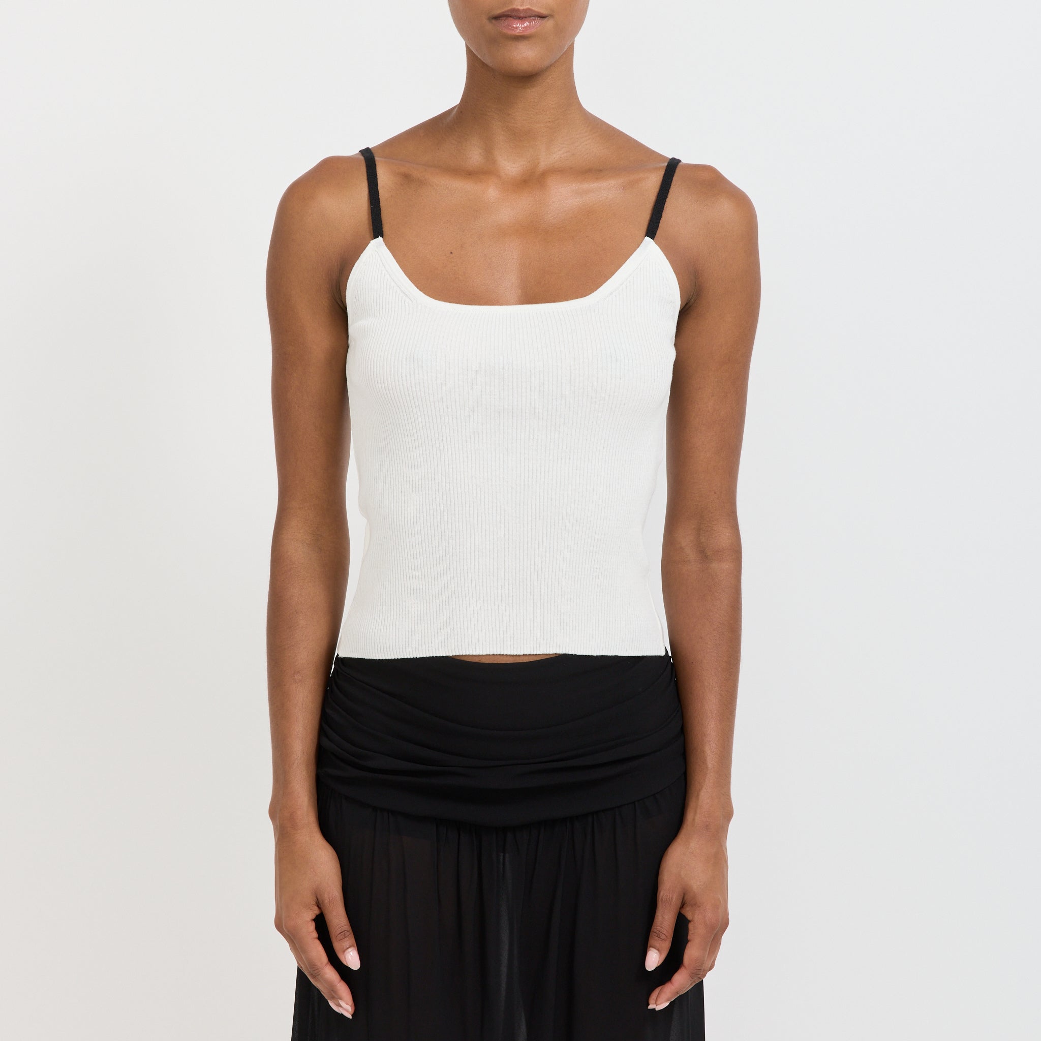 Contrast String Knit Top Ivory