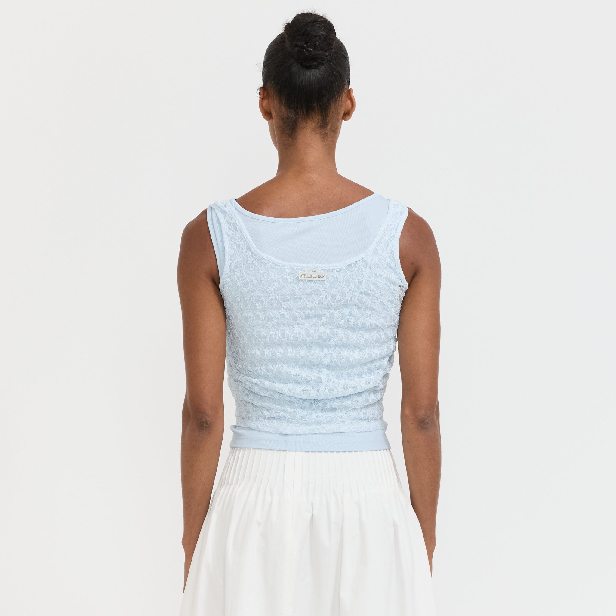 Atelier Edition | Lace Shirring Top Light Blue | Maplestore